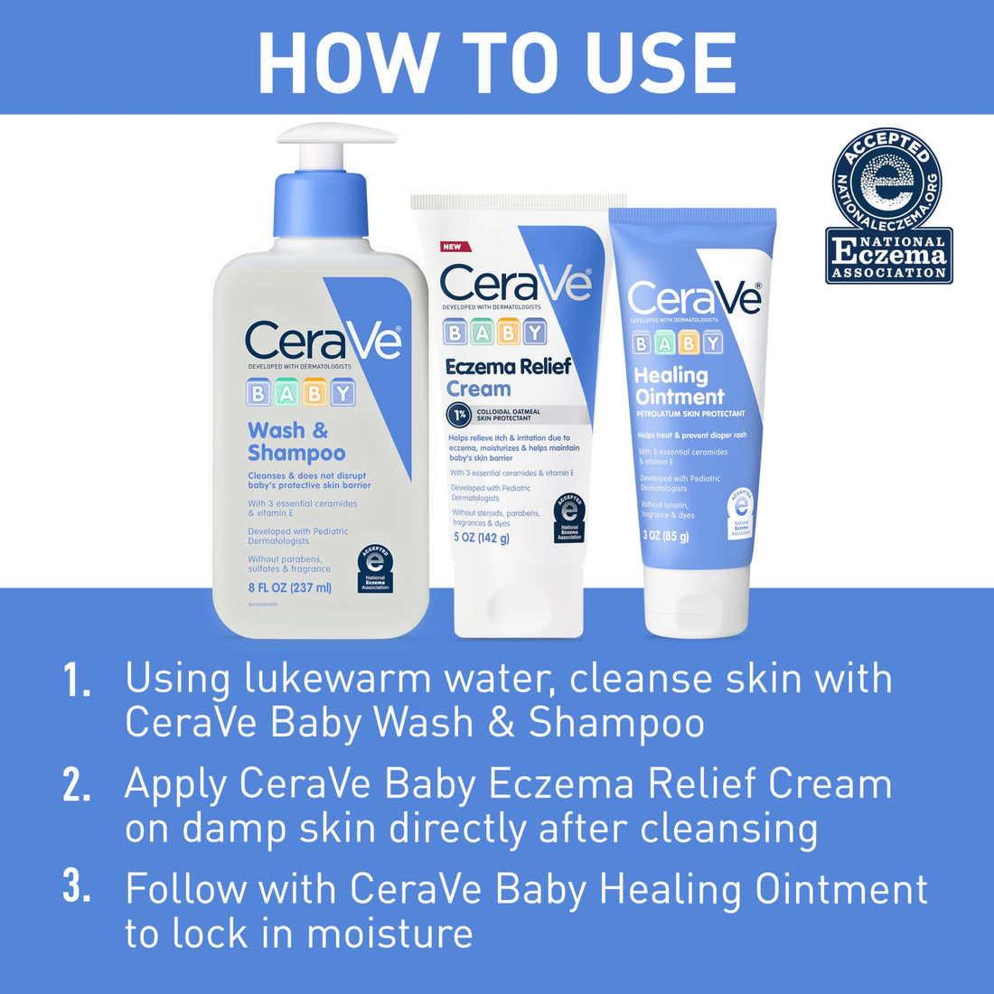 CeraVe Baby Eczema Relief Cream, 1% Colloidal Oatmeal Cream With Vitamin E & Ceramides, Soothes & Calms Itchy Skin, Developed With Pediatric Dermatologist, Fragrance Free, 5oz
