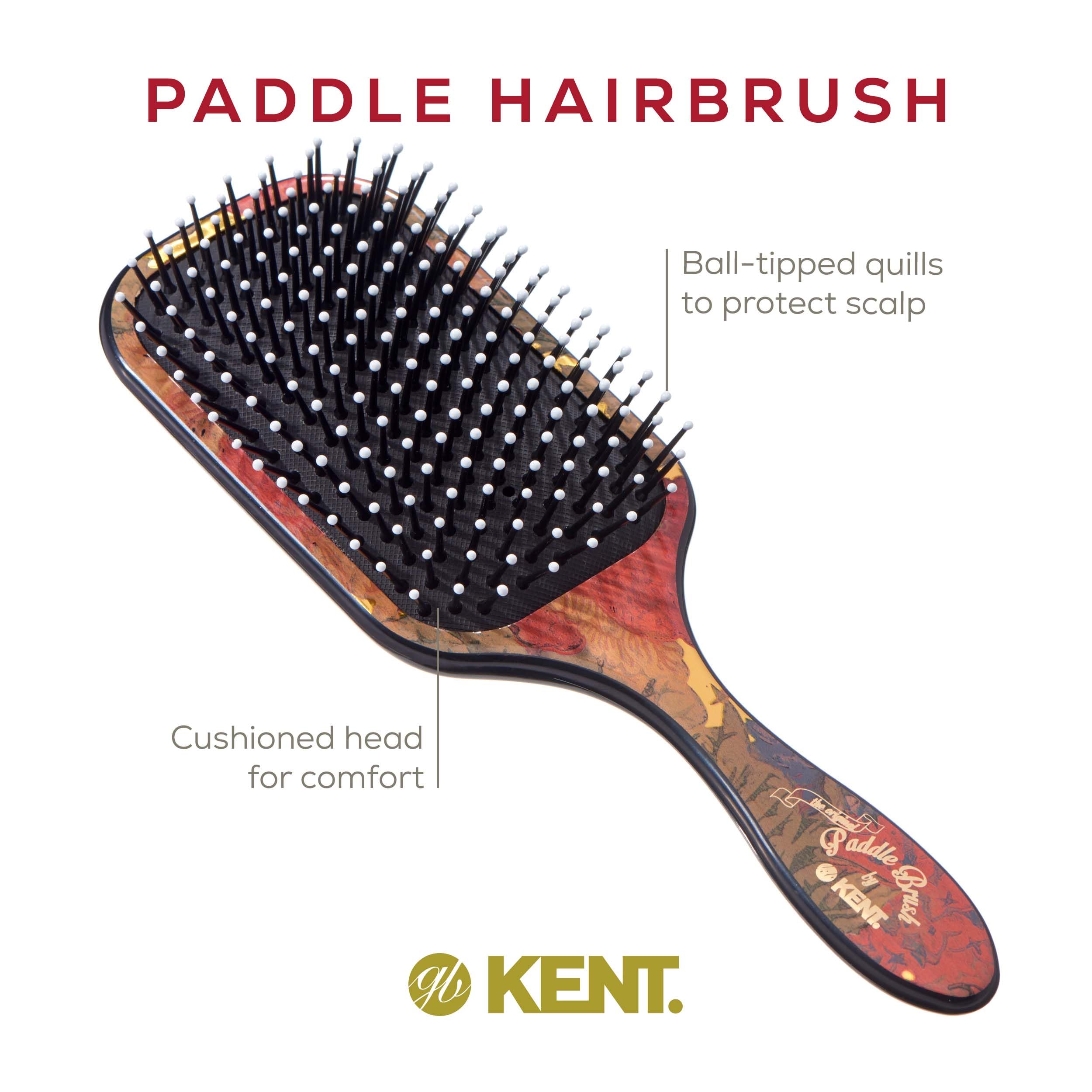 Kent LPB1 Large Paddle Cushioned Hair Brush - Grooming, Detangling, & Smoothing Floral Print - Best Everyday Brush For Medium to Long Hair