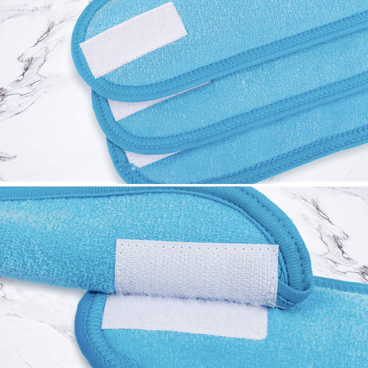 Whaline 4 PCS Spa Headband, Make up Hair Band, Stretch Terry Cloth Headband for Sport Yoga Shower (Blue)