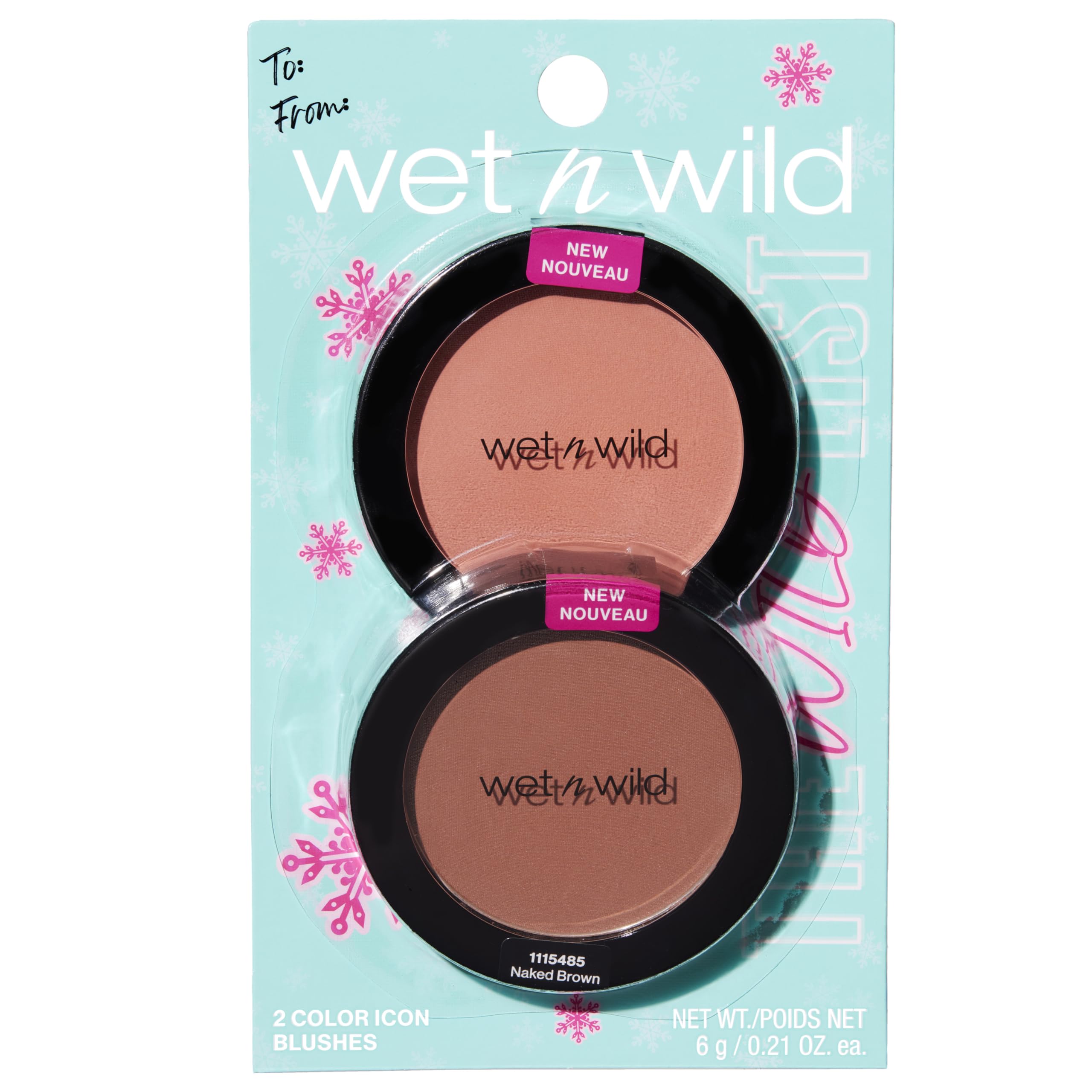 wet n wild Color Icon Blush Duo, Effortless Matte Natural Sheer Glow & Seamless Blend, Luxuriously Infused Smooth Jojoba Oil, Cruelty-Free & Vegan - Bed of Roses & Naked Brown