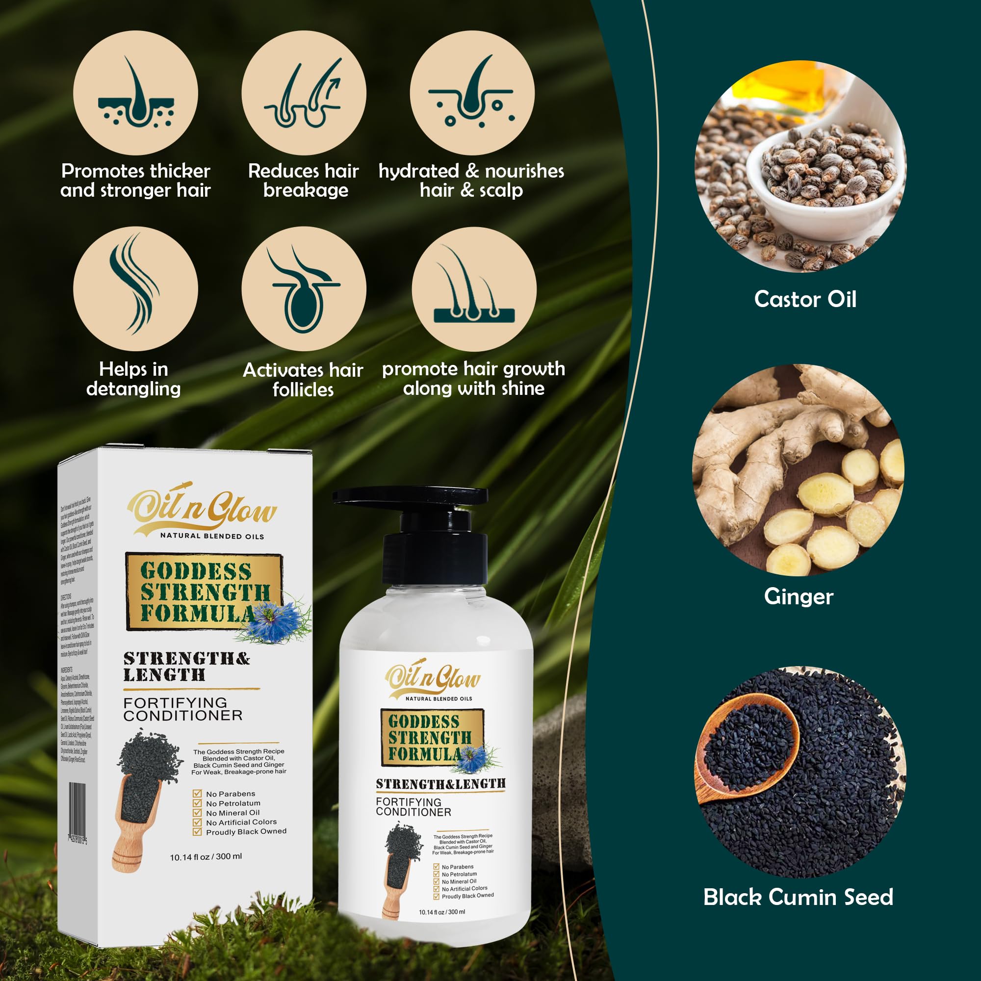 Natural Hair Growth Conditioner with Black Cumin Seeds: Strengthening & Moisturizing Hair Conditioner For Hair Loss, Damaged, Dry, Frizzy & Thinning Hair 10 Fl. Oz - Fragrance Free