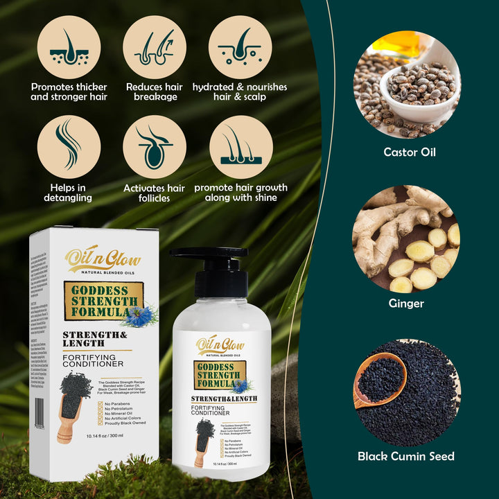 Natural Hair Growth Conditioner with Black Cumin Seeds: Strengthening & Moisturizing Hair Conditioner For Hair Loss, Damaged, Dry, Frizzy & Thinning Hair 10 Fl. Oz - Fragrance Free