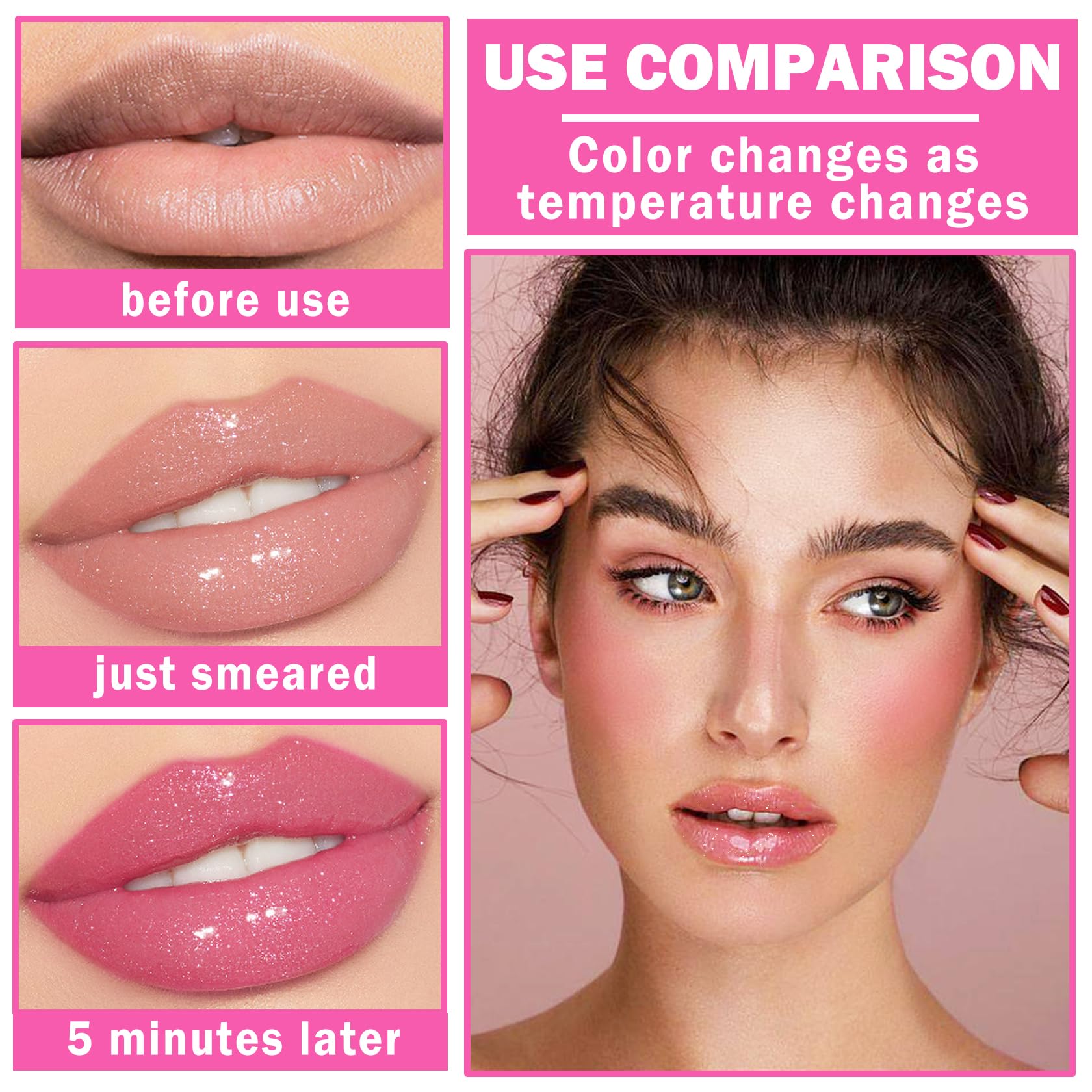 XINGXYUEL Magic Color Changing Lip Oil Tinted Lip Gloss Hydrating Conversion Lip Glow Oil Color Changing Lip Balm Shimmer Glossy Non-Sticky Plumping Lip Oil Stain