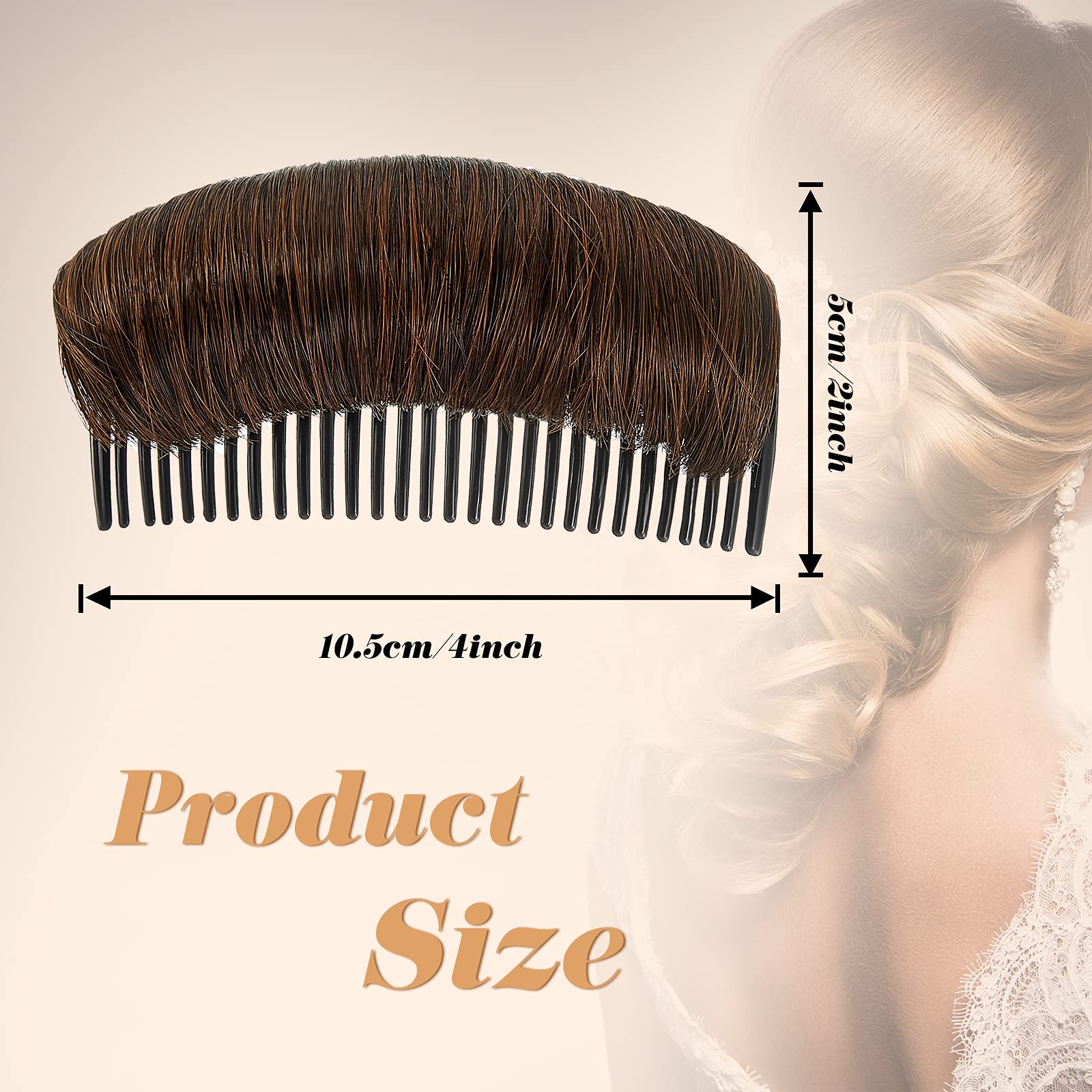 WILLBOND 3 Pieces Invisible False Hair Clips, Increased Hair Pad, Bump It Up Volume Hair Base Fluffy Princess Styling Insert Tool for Women Girls (Dark Brown)