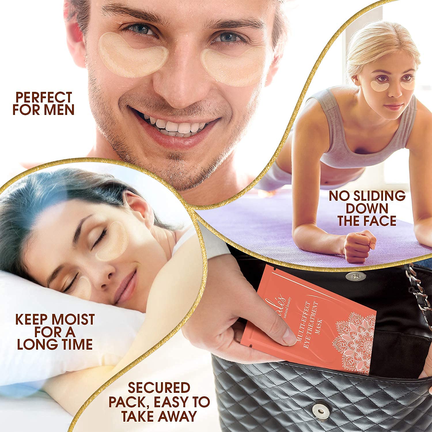 Under Eye Patches for Dark Circles Collagen Eye Mask for Puffy Eyes with Hyaluronic Acid Under Eye Pads for Wrinkles Gold Eye Masks Under Eye Bags Treatment for Men and Women 15pack and Bonus by Cales