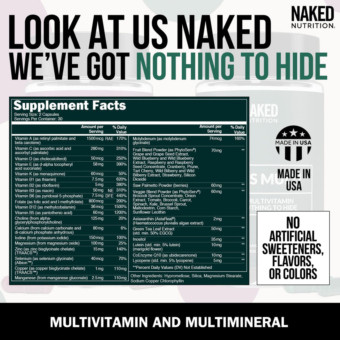 Men’s Multi – Daily Multivitamin for Men – A, C, E, Selenium, Zinc, Fruit and Super Green Extracts and More to Boost Immune Support – Gluten-Free and Vegetarian Daily Vitamins – 60 Capsules