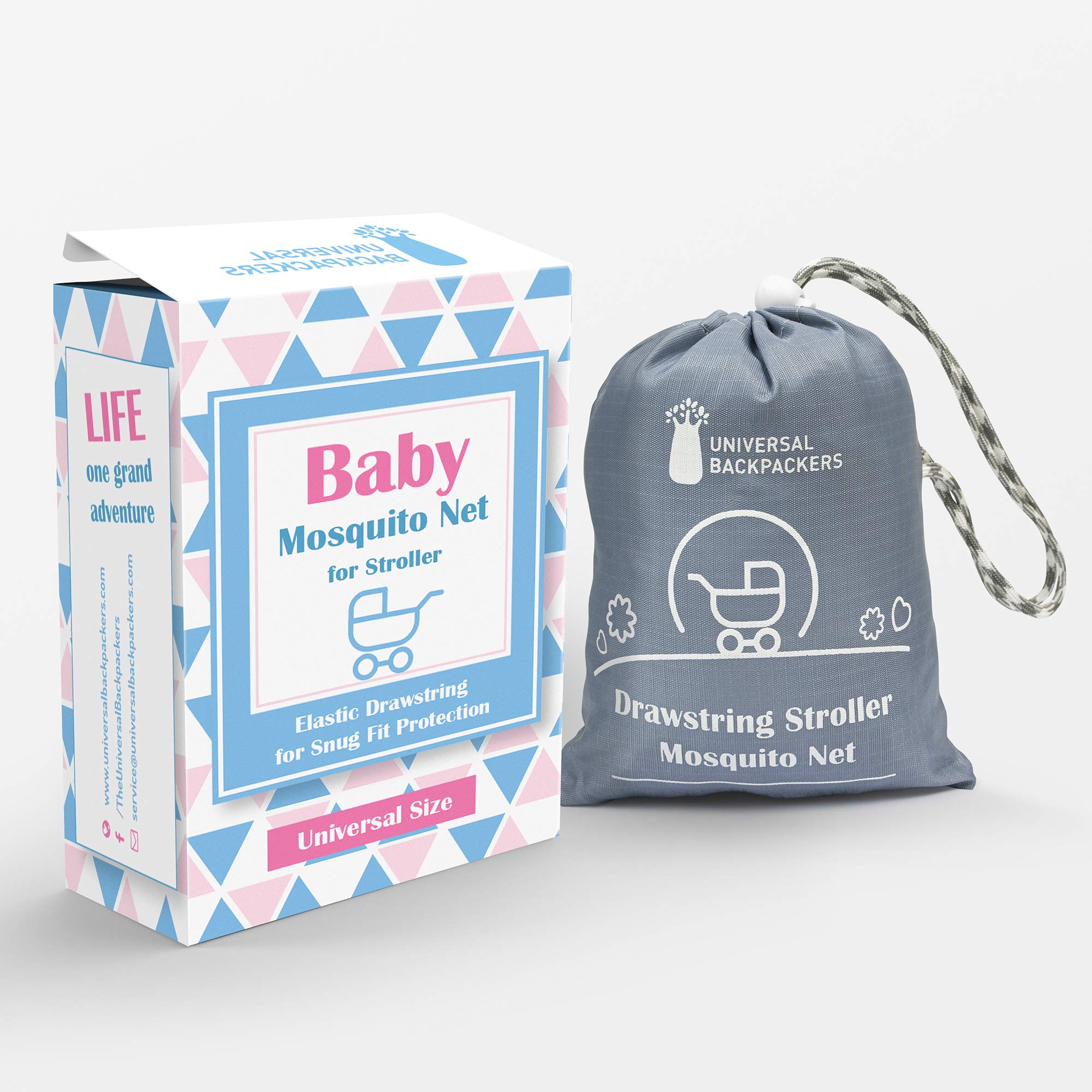 Baby Mosquito Net for Stroller, Carrier & Bassinet – Elastic Drawstring for Snug Fit Netting - Infant Bug Net for Jogger, Car Seat & Pack N Play – 1000 Mesh Toddler Canopy & Gift Packaging