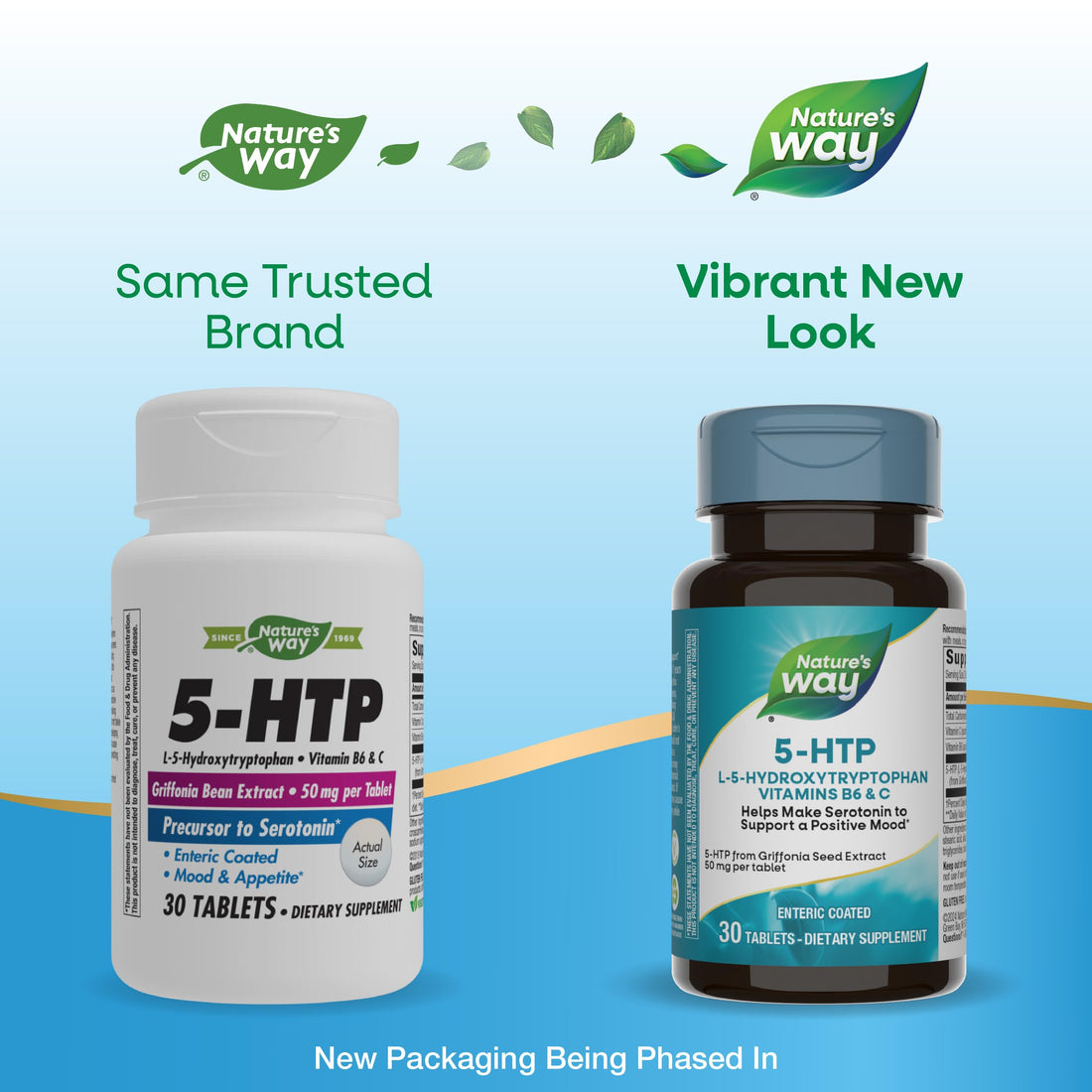 Nature's Way 5-HTP, L-5-Hydroxytryptophan, Helps Make Serotonin to Promote a Positive Outlook*, Vitamin B6, Vitamin C, Griffonia Bean Extract, 30 Tablets (Packaging May Vary)