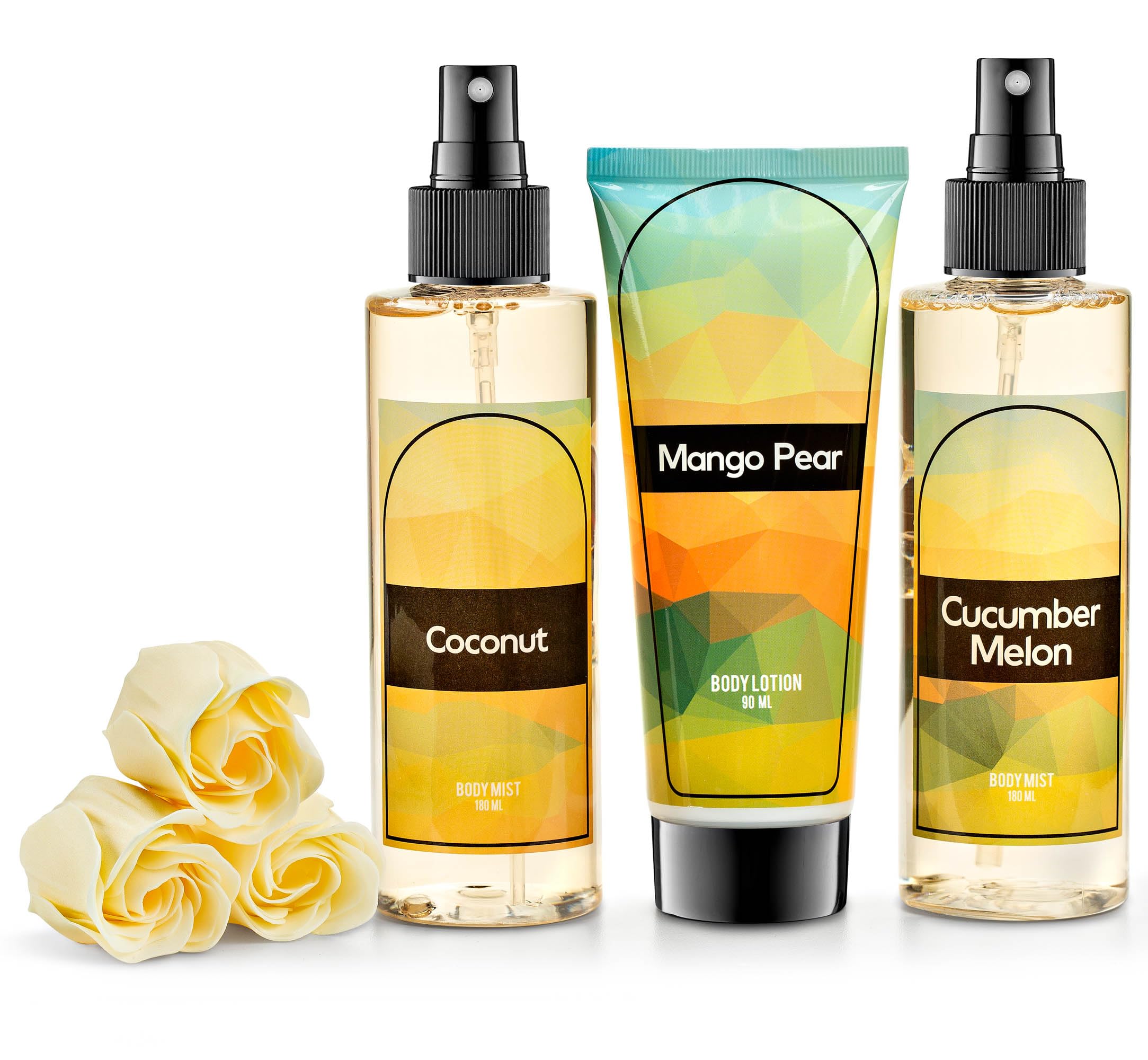 Fine Fragrance Body Mist & Body Splash Gift Set – Luxury Self-Care Combo for Women and Girls (Coconut, Cucumber, Mango Pear, Rose Soap) Valentines Gift for Women