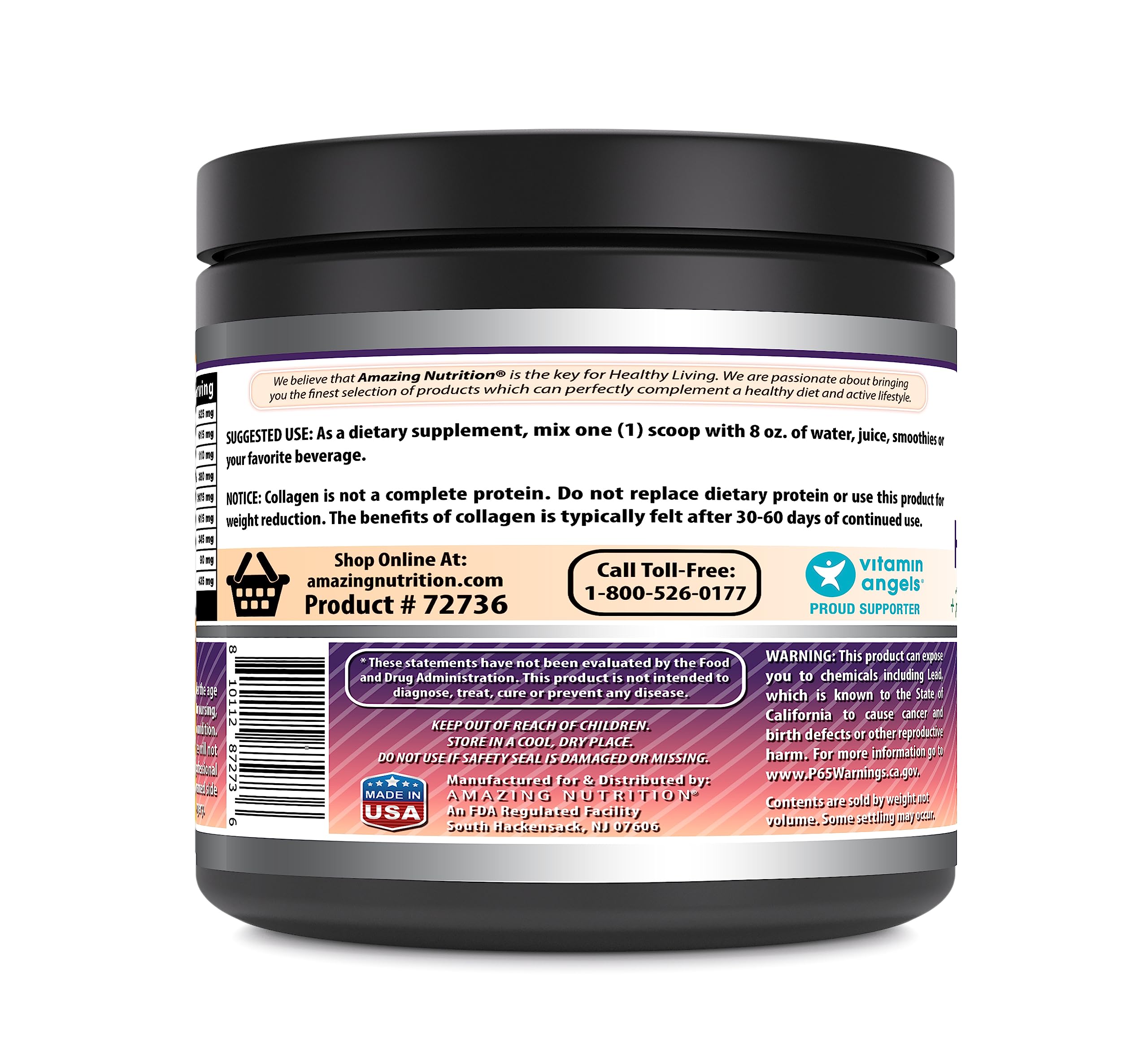 Amazing Formulas Hydrolyzed Bovine Collagen Type I & III Unflavored Powder | 1.32 Lb (600 Grams) | Contains Hyaluronic Acid, Biotin, Vitamin C & E | Non-GMO | Gluten Free