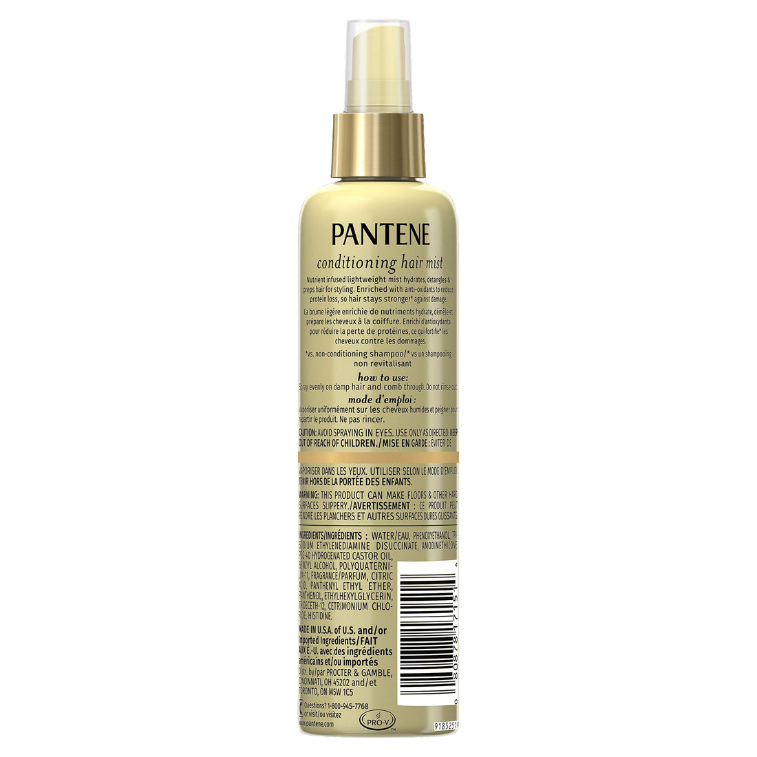 Pantene Pro-V Nutrient Boost Moisture Conditioning Mist Nourishing and Renewing Detangler, 8.5 fl oz