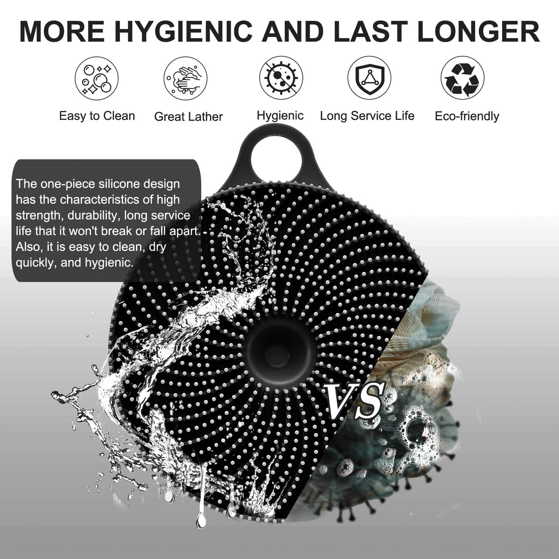 INNERNEED 2-in-1 Silicone Body Scrubber and Scalp Massager Shampoo Brush, Food-Grade Soft Material, More Hygienic, Easily Lather, Convenient for Travel, Gym, Business,etc (Black)