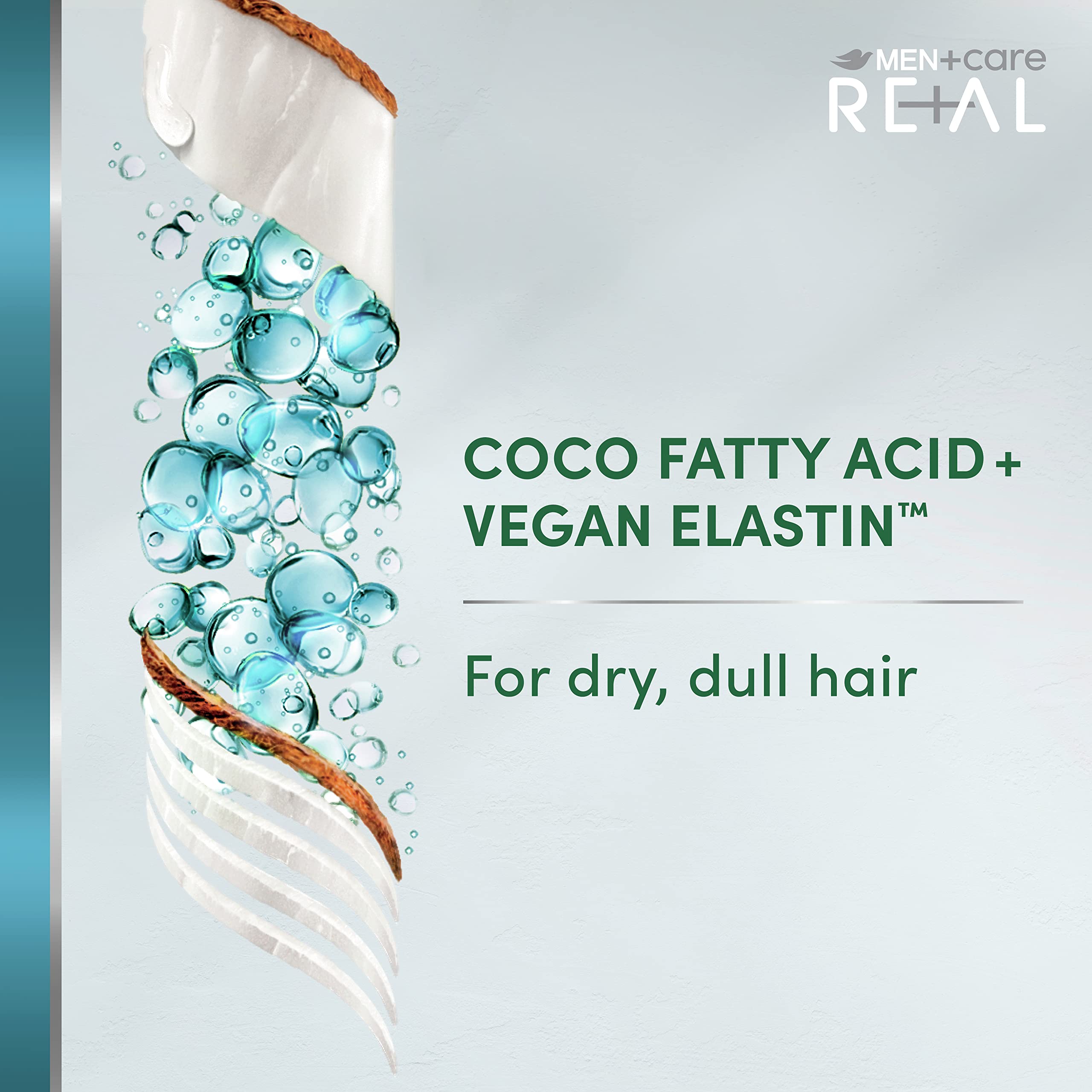 DOVE MEN + CARE Real Bio-Mimetic Care Hair Care Renew 2 Count For Dull, Dry Hair Sulfate-Free Shampoo + Conditioner with Coco Fatty Acid + Vegan 10 Oz