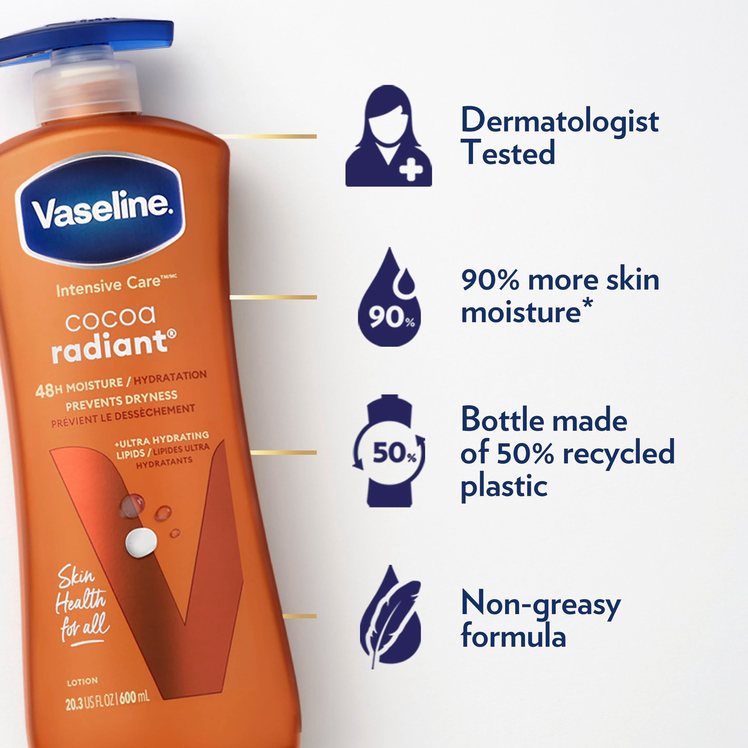 Vaseline Intensive Care Body Lotion, Cocoa Radiant, 20.3 oz 3 ct