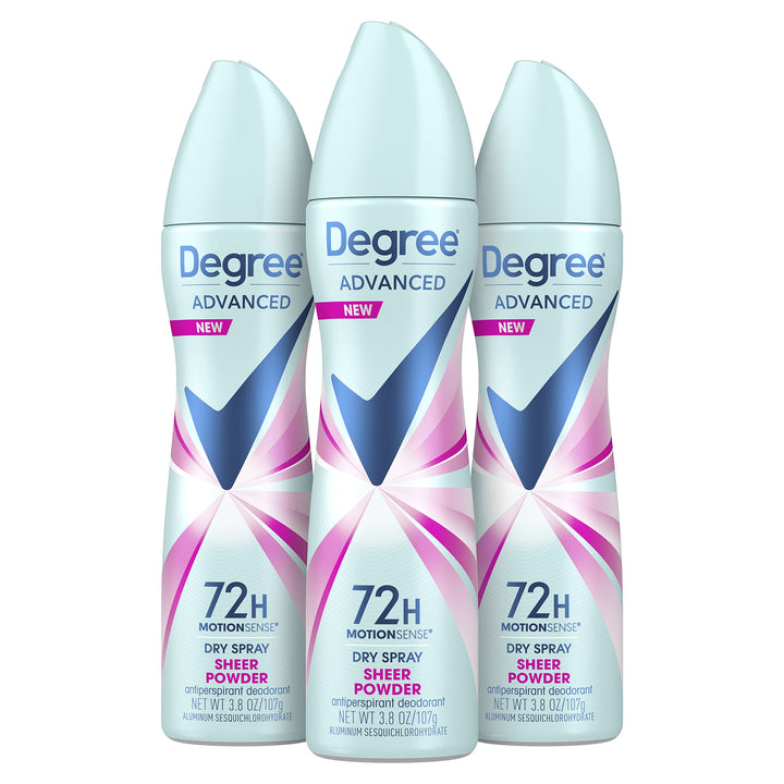 DEGREE Antiperspirant Deodorant Dry Spray 48 Hour Protection Sheer Powder Deodorant for Women 3.8 oz 3 Count