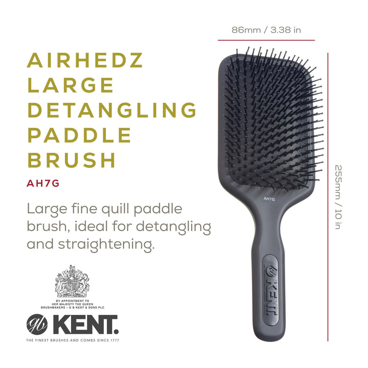Kent AH7G Airhedz Pro Extra Large Pin Hair Brush (Fine Pin, Grey) : Fine Pin, Grey