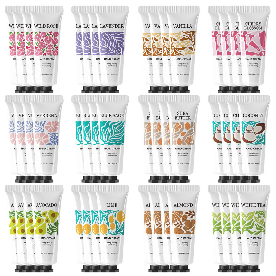 BODY & EARTH # LOVE 48 Pack Natural Plant Fragrance Hand Cream for Dry Hands Hand Cream Gift Set For Women Girls Hand Lotion Travel Size Shea Butter Mothers Day Gifts Easter Basket Stuffers 48x1.0 oz