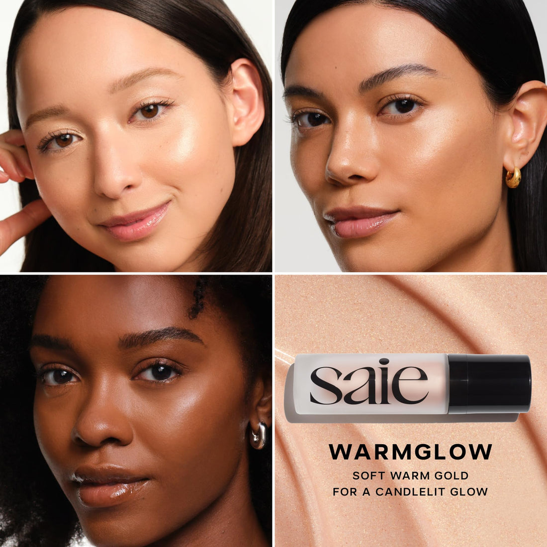 Saie Glowy Super Gel Lightweight Illuminator - Luminizer and Makeup Primer for Glowing Skin - Enriched with Vitamin C + Hydrating Squalane Oil - Warmglow (1 oz)