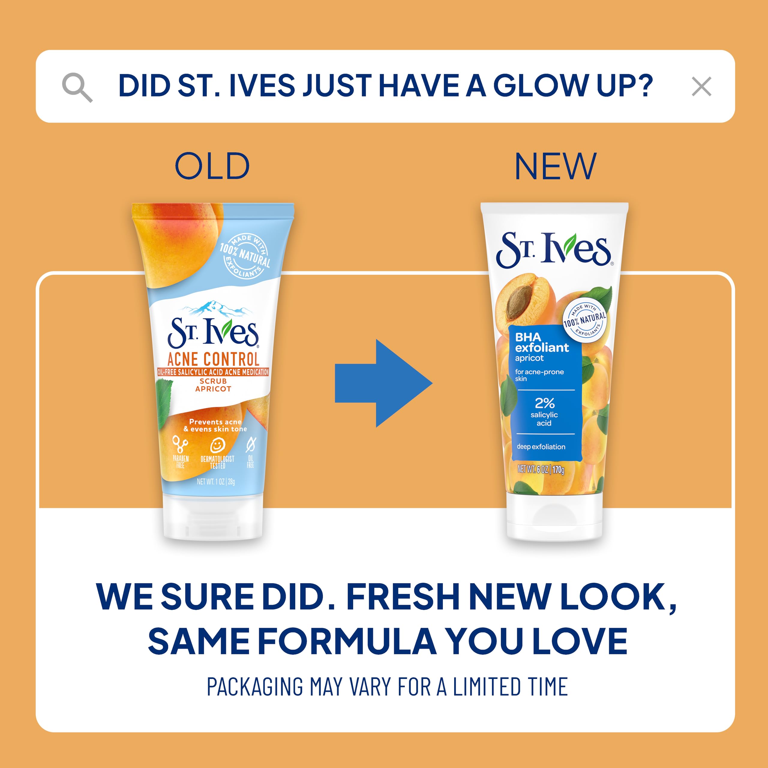 St. Ives Acne Control Apricot Face Scrub, Deep Exfoliator Skin Care, Prevents Acne for Radiant Skin, Salicylic Acid Acne Treatment Facial Scrub, Made with 100% Natural Exfoliants, 6 oz, 4 Pack