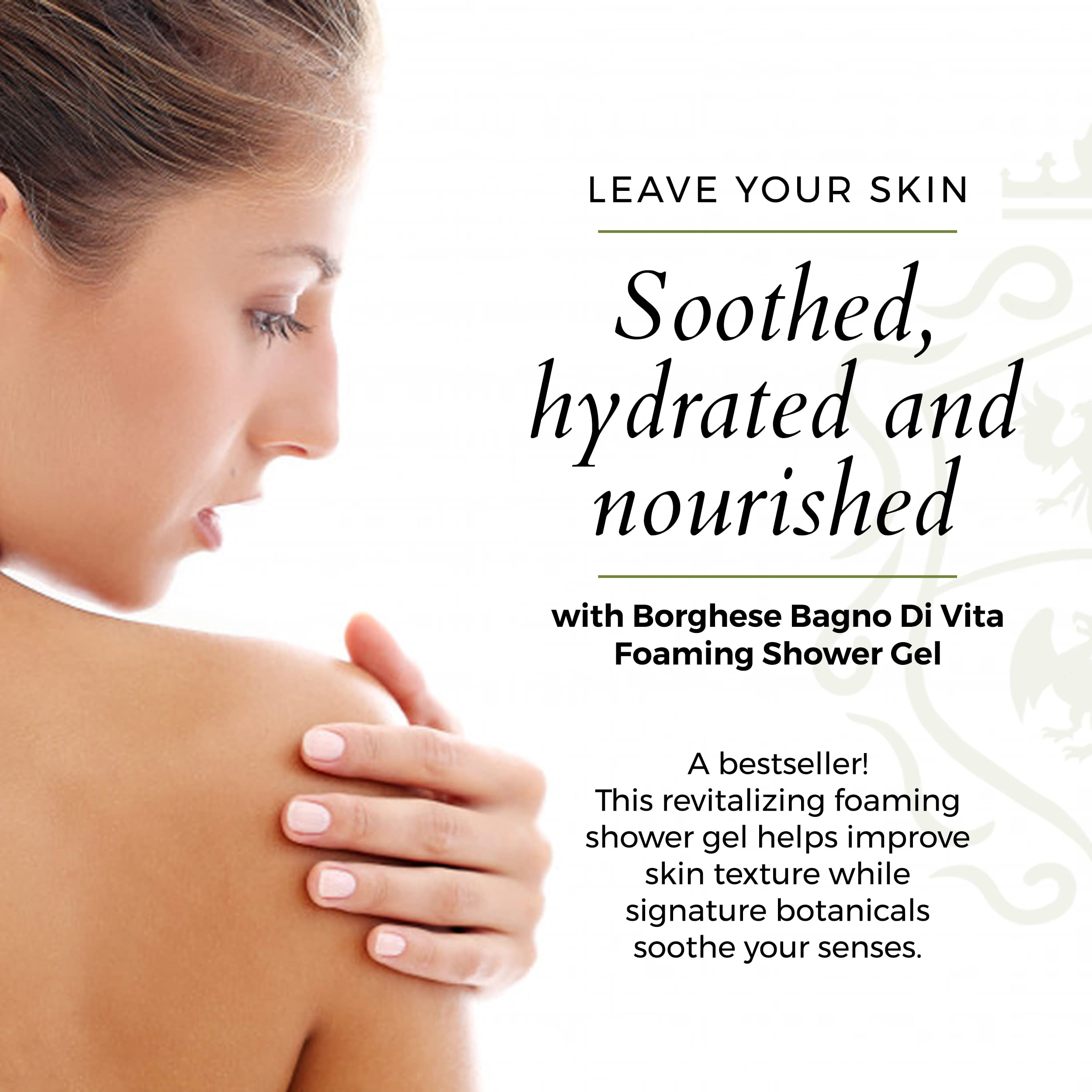 Borghese Bagno di Vita Gentle Foaming Bath & Shower Gel - Aromatherapy Hydrating Body Wash with Thyme, Chamomile & Sweet Almond Oil For All Skin Types