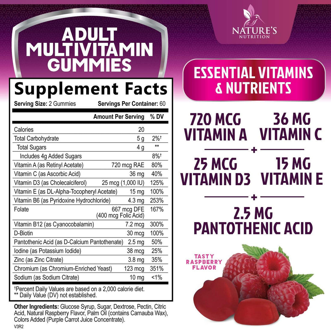 Multivitamin Gummy Vitamins, Berry Flavored Adult Daily Vitamins for Women & Men with Multi Vitamin A, C, D, E, B6, B12, Zinc & Antioxidants Supplement for Immune Health Support, Non-GMO - 120 Gummies