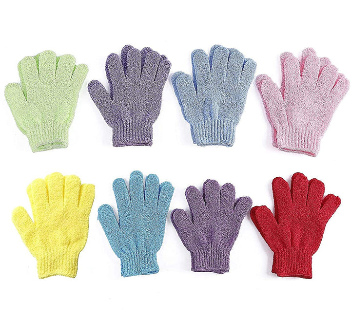 8 Pairs Double Sided Exfoliating Gloves Body Scrubber Scrubbing Glove Bath Mitts Scrubs for Shower, Body Spa Massage Dead Skin Cell Remover 1