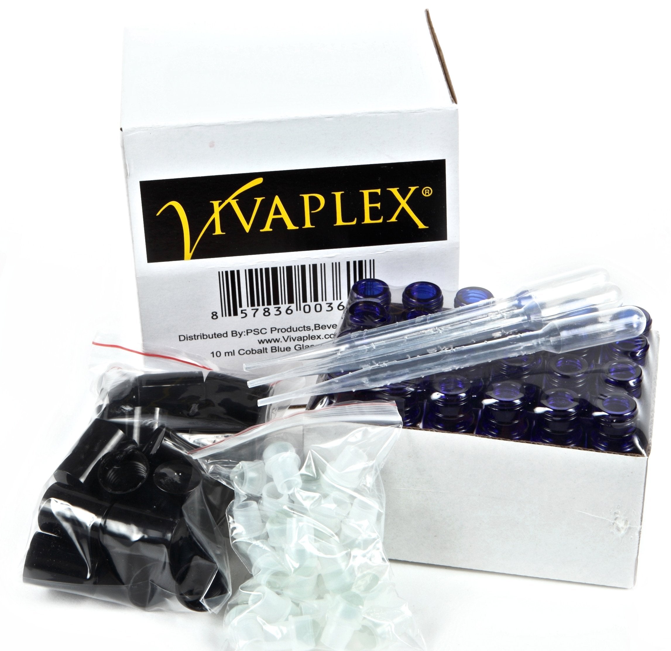 24, Cobalt Blue, 10 ml Glass Roll On Bottles with 3 - 3 ml Dropper's