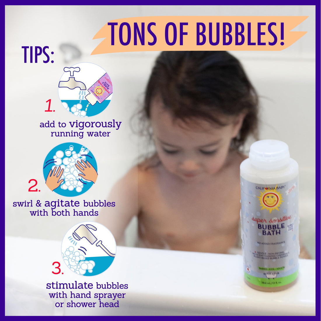 California Baby Super Sensitive Bubble Bath | No Added Fragrance | 100% Plant-Based Ingredients (USDA Certified) | Allergy Friendly | Babies, Adults & Kid Bubble Bath | Ideal for Sensitive Skin | Free