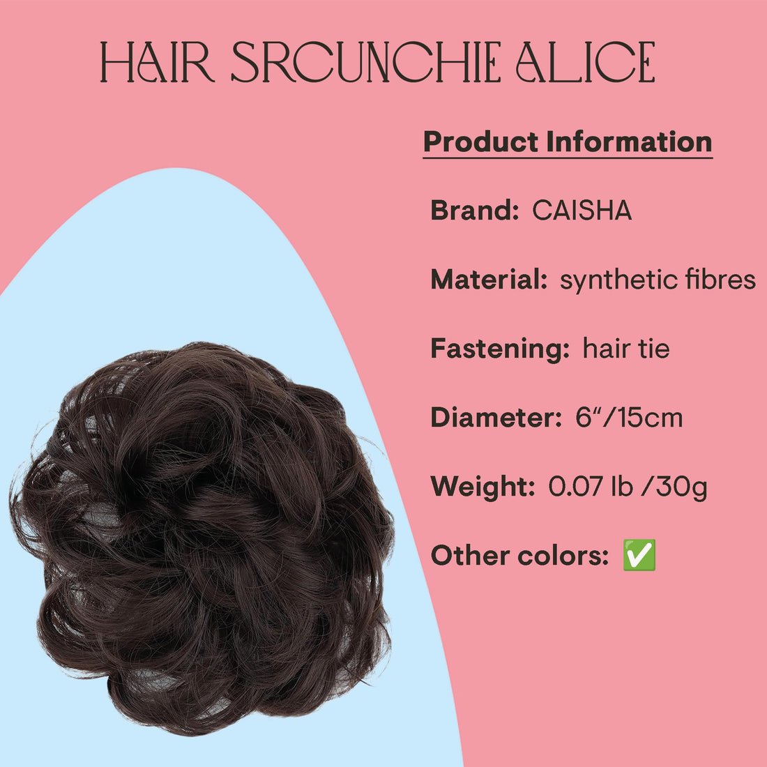 PRETTYSHOP Scrunchy Scrunchie Bun Updo Hairpiece Hair Ribbon Ponytail Extensions Curly Diverse Colors brown 8B AD