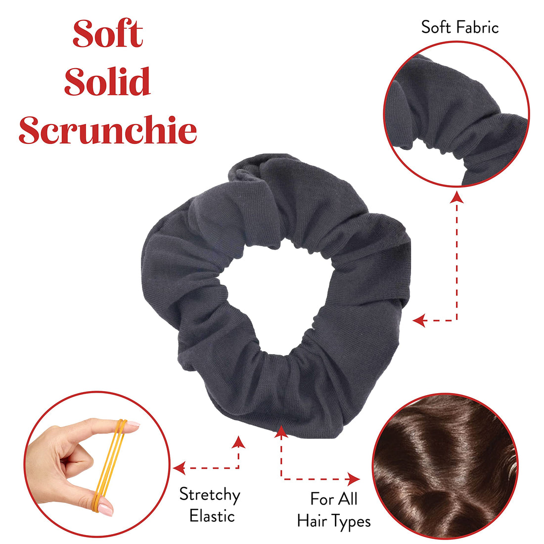 Set of 2 Solid Scrunchies - Dark Heather Grey