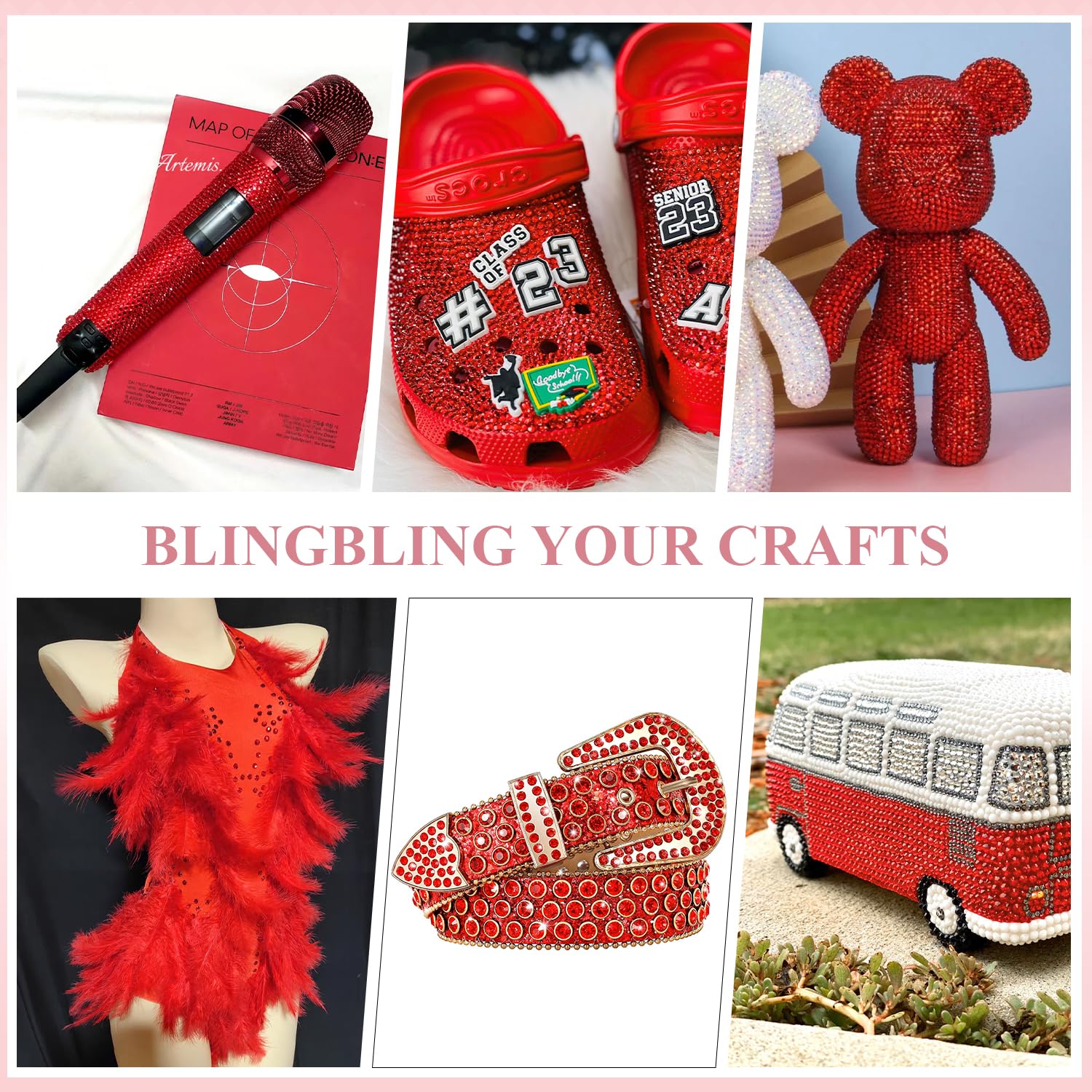 2000PCS SS16/4mm Glass Crystal Rhinestones (Light Red/Light Siam), Flatback Red Rhinestones for Bedazzling Crafting DIY Crafts Nail Art Makeup, Gems Diamond Charms for Tumbler Shoes Clothing Mug