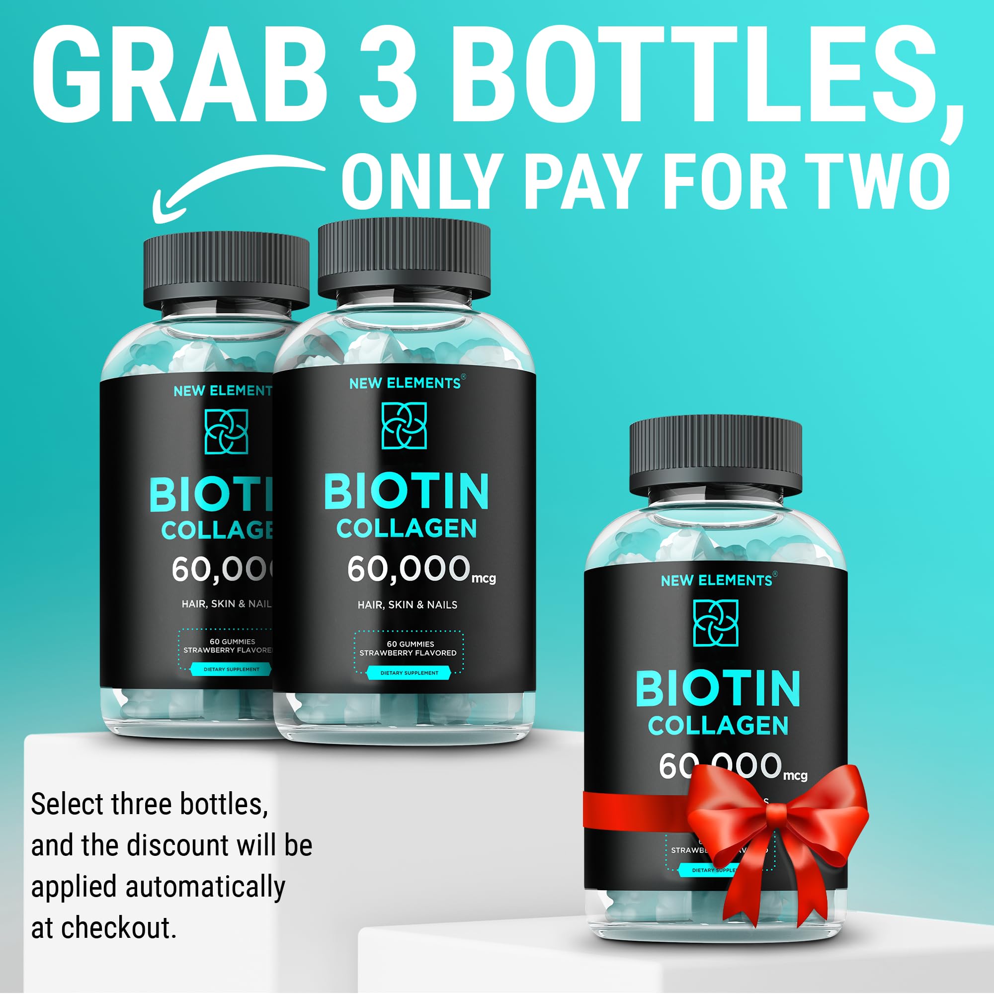 Biotin & Collagen Peptides Gummies - Collagen Peptides 50000mcg + Biotin 10000mcg Chewable Vitamin B7 for Hair Skin and Nails, Hair Growth Supplement for Men & Women, Non-GMO