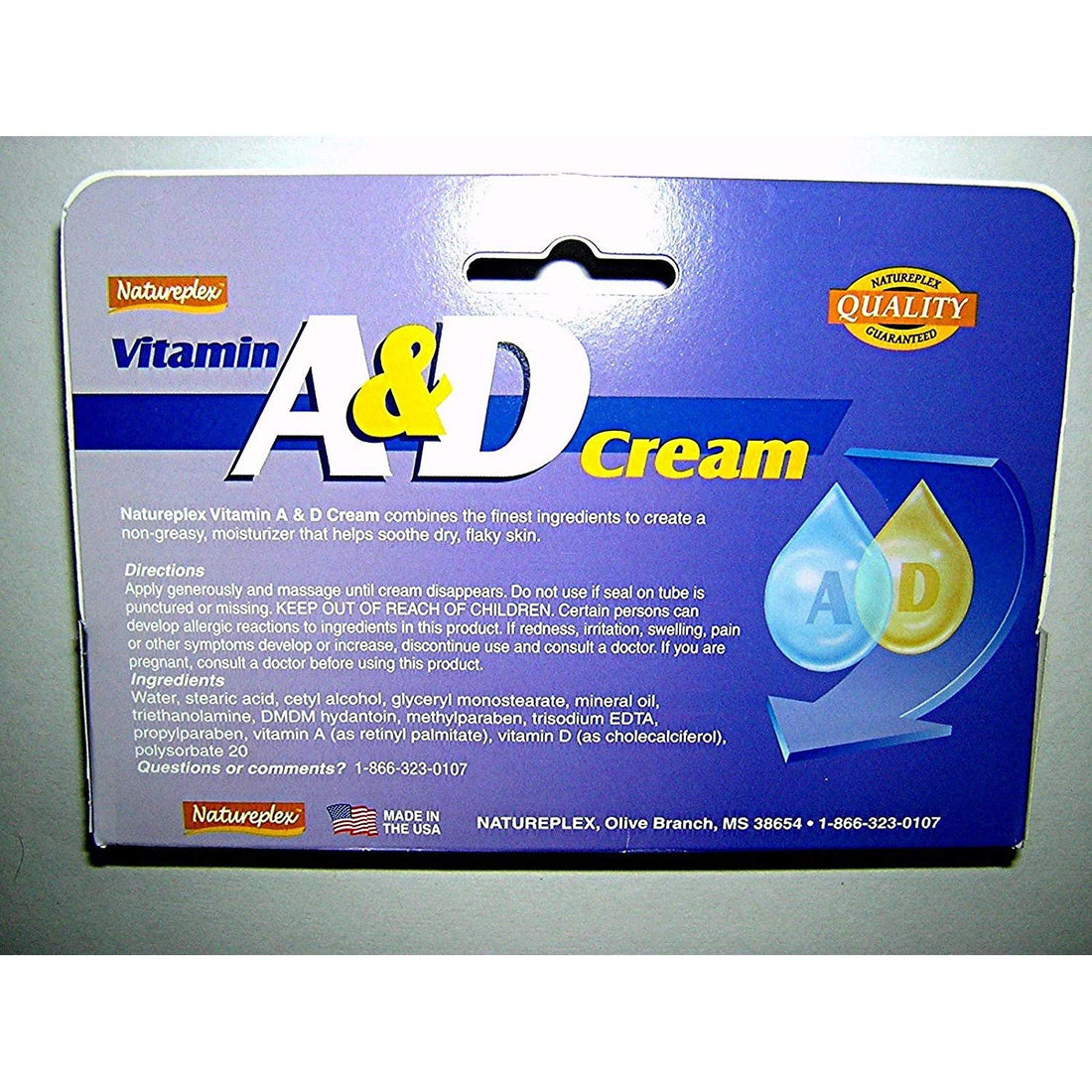 Vitamin A & D Cream - Prevent Diaper Rash, 1.5 oz,(Natureplex)