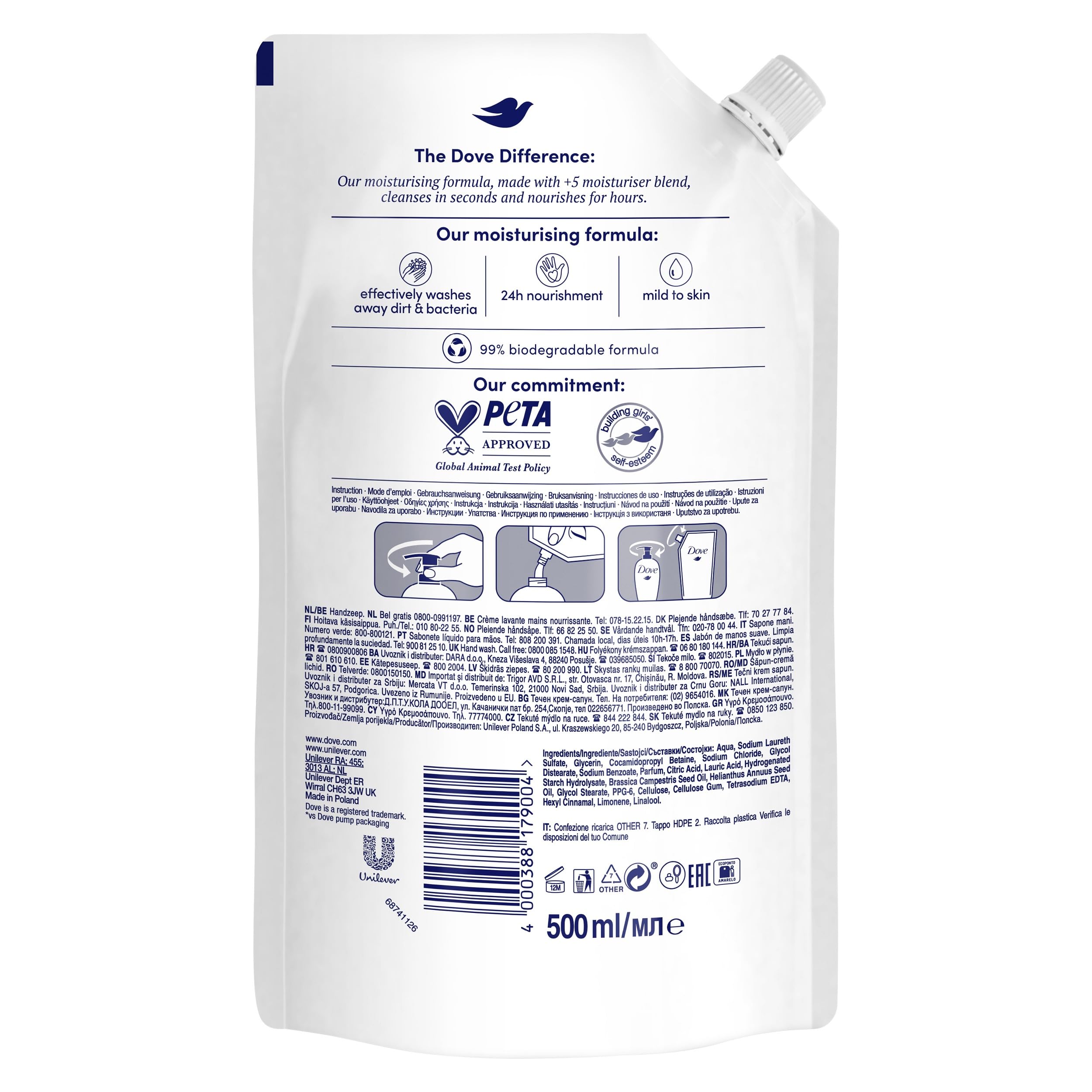 Dove Caring Original Liquid Hand Wash Refill 500 ml, DOVE47