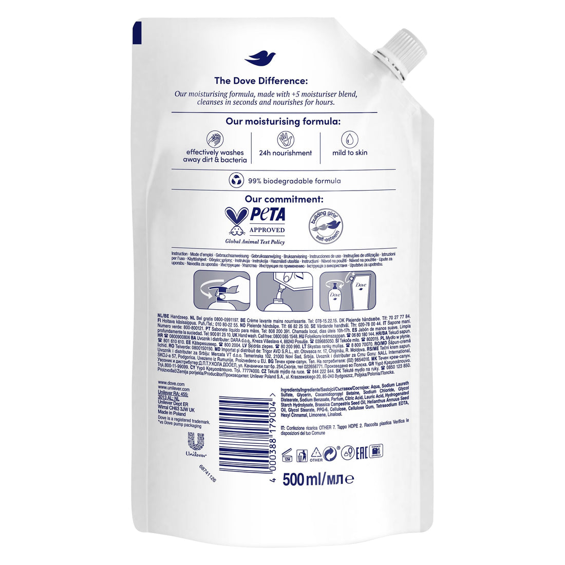 Dove Caring Original Liquid Hand Wash Refill 500 ml, DOVE47