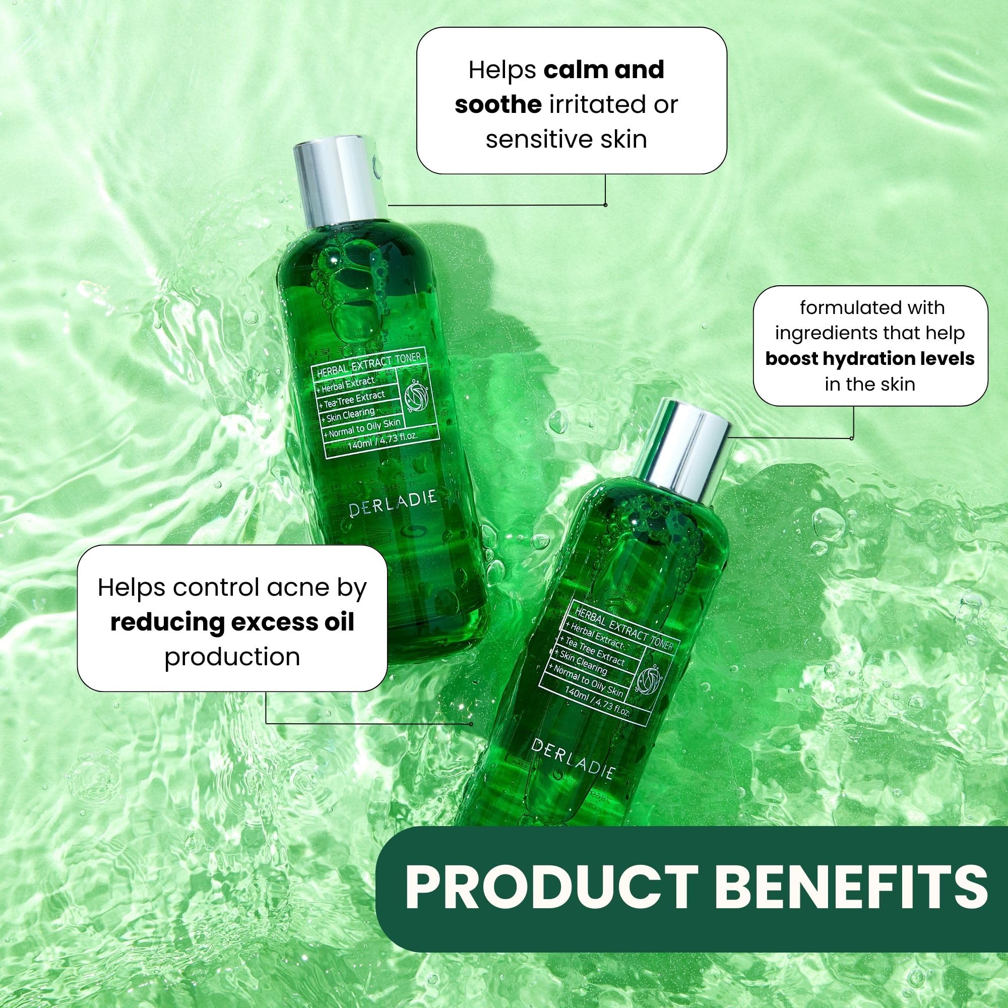 Toner for Oily and Sensitive Skin DERLADIE Herbal Extract Toner 140ml