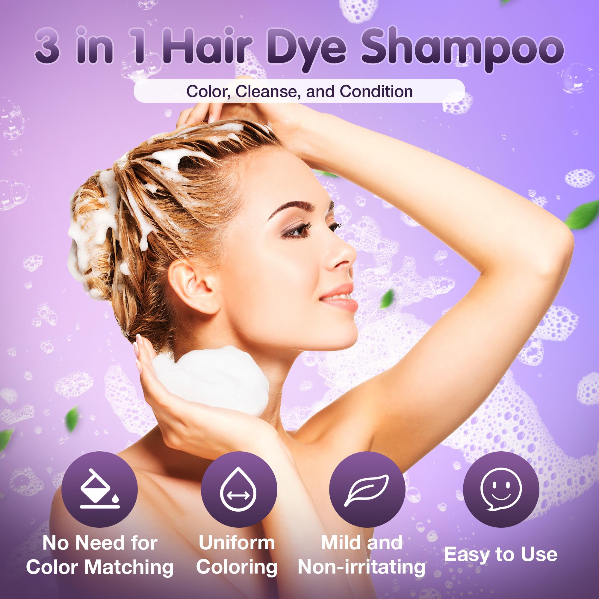 Leorx Black Hair Dye - 3 In 1 Instant Herbal Coloring Shampoo For Gray Hair - Women & Men - Shampoo Para Canas Mujer