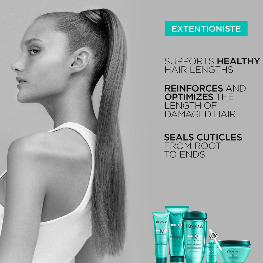 KÉRASTASE Resistance Bain Extentioniste Shampoo, Length Strengthening Shampoo, Protects Hair and Scalp from External Aggressors with Ceramides to Enhance Shine for Damaged Hair, 8.5 Fl Oz