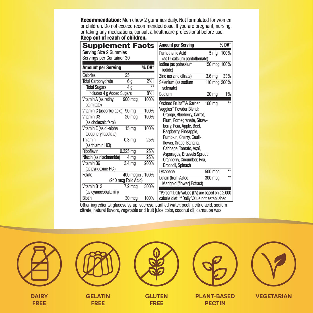 Nature's Way Alive! Men’s 50+ Daily Gummy Multivitamins, Supports Healthy Brain, Eyes, Heart*, B-Vitamins, Gluten-Free, Vegetarian, Fruit Flavored, 60 Gummies (Packaging May Vary)