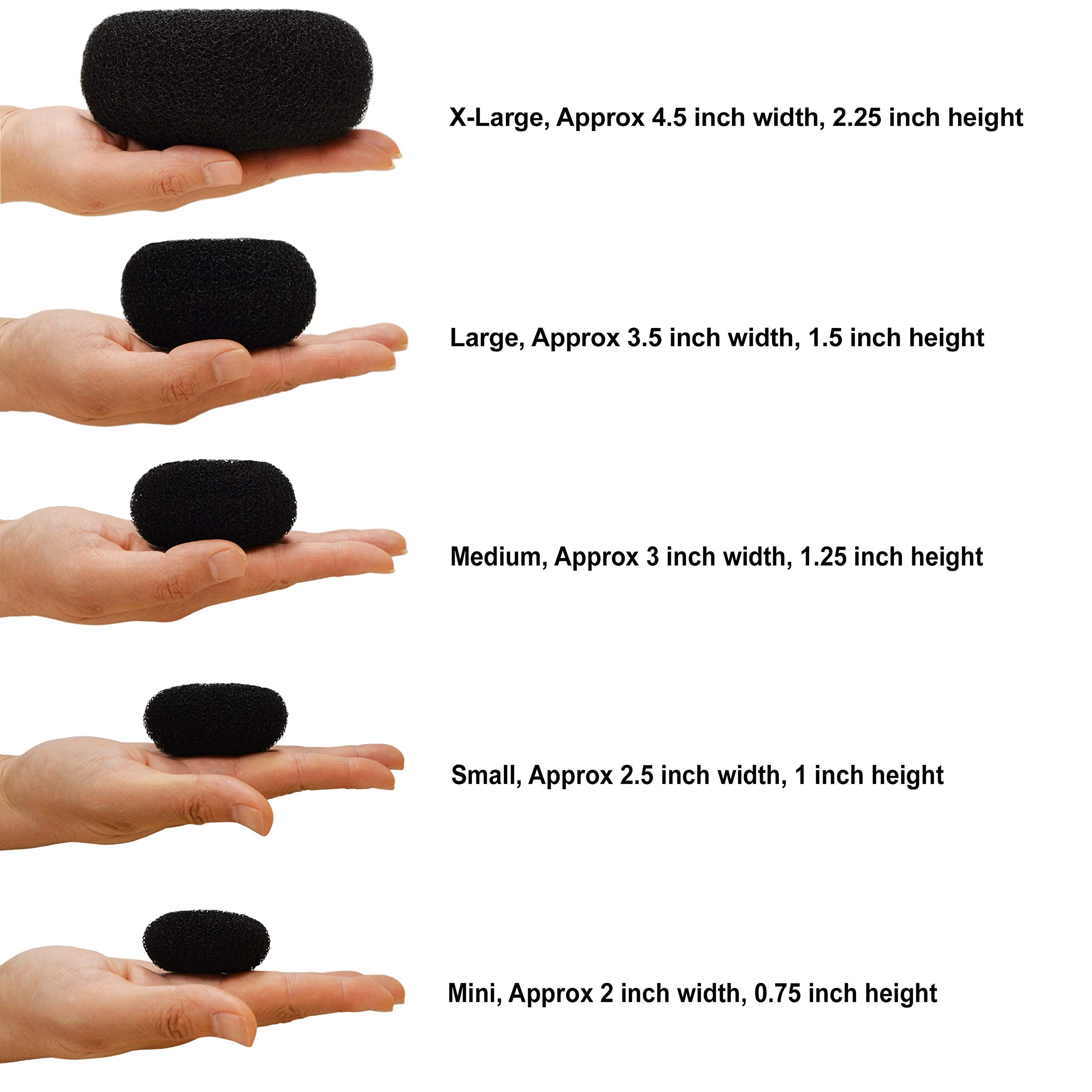 Beaute Galleria - Hair Donut Bun Maker Ring Style Mesh Chignon Ballet Bun Updo (Large, Black)