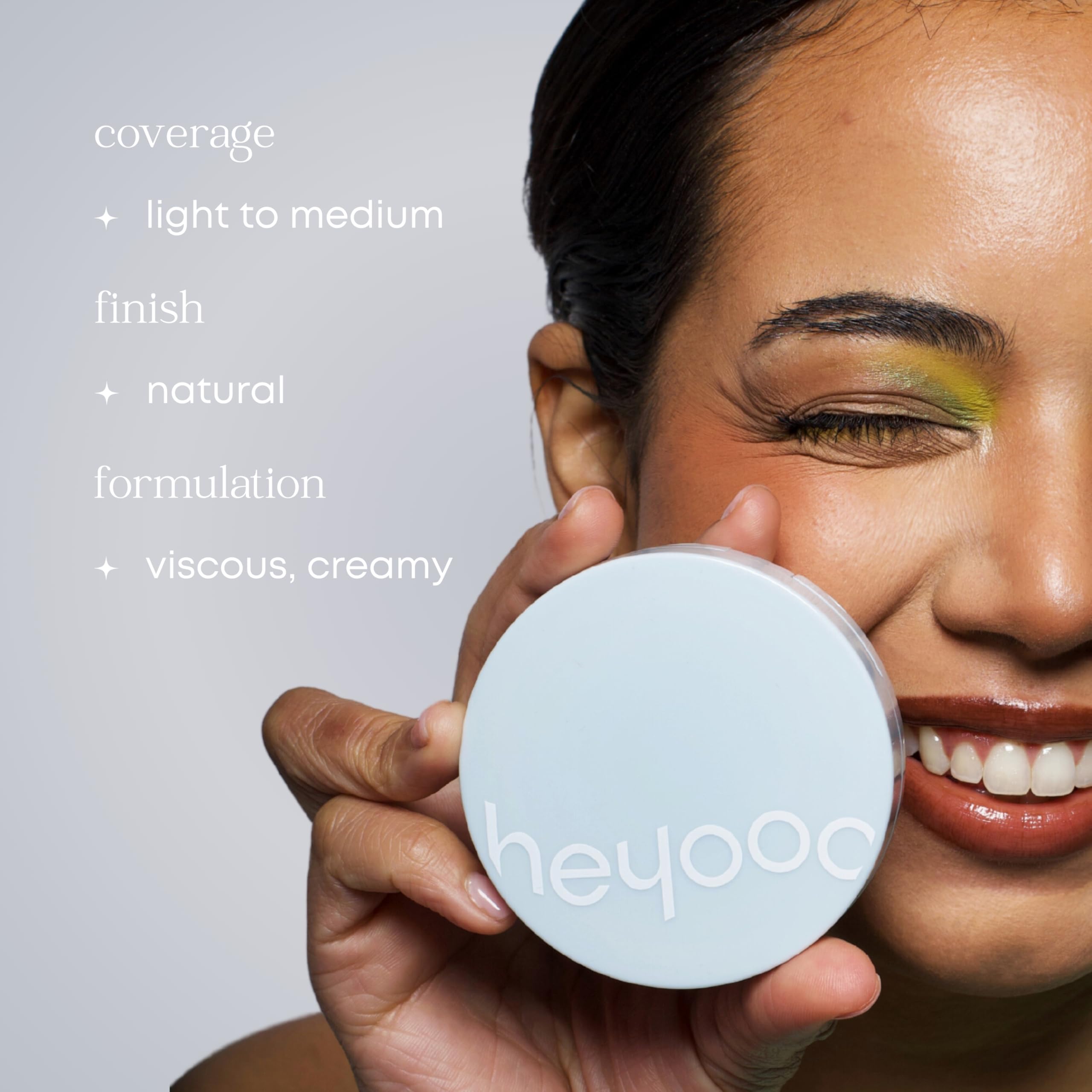 Heyooo Natural Glow Foundation - Light to Medium Coverage Cushion Foundation Makeup with Hyaluronic Acid & Tea Tree Extract - Vegan & Cruelty-Free Cream Foundation - K Beauty - 15g/0.52oz - Ivory