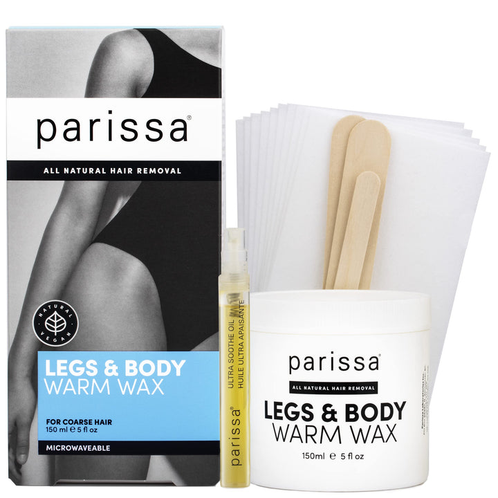 Parissa Premium Legs & Body Warm Wax Kit, Salon-Style Microwavable Formula for Coarse Hair Removal on Face or Body, At-Home Waxing Kit | Made In CANADA