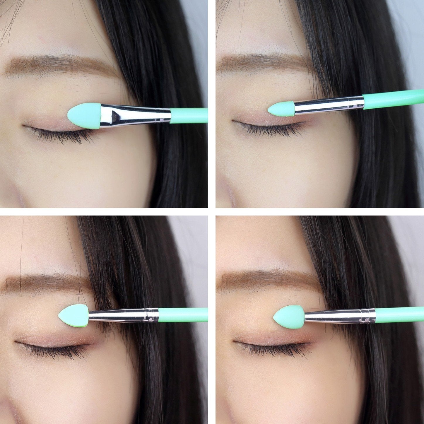 LORMAY 9-Piece Silicone Makeup Brush Set: Face Mask, Eyeliner, Eyebrow, Eye Shadow, Lip Cosmetic Brushes (Mint Green)