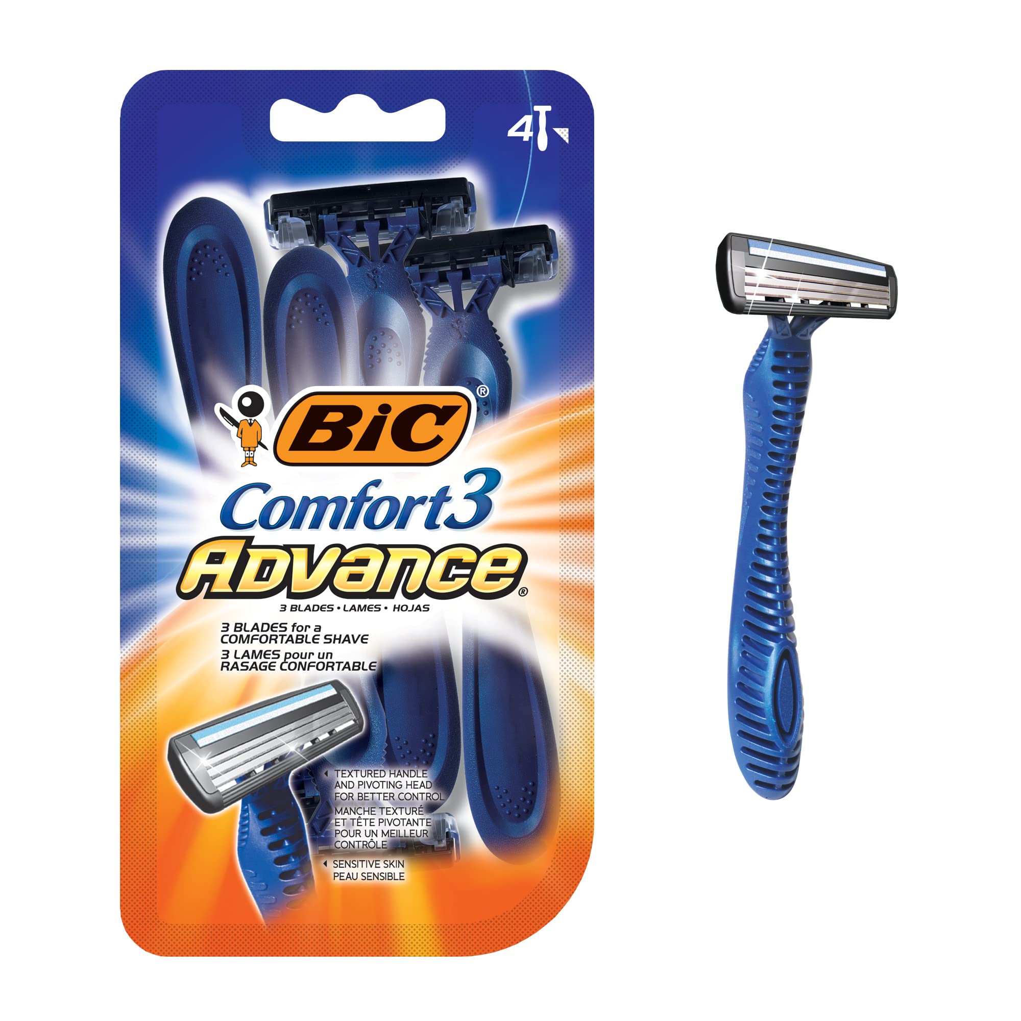 BIC Comfort 3 Advance Disposable Razor, Men, 4-Count (Pack of 6)