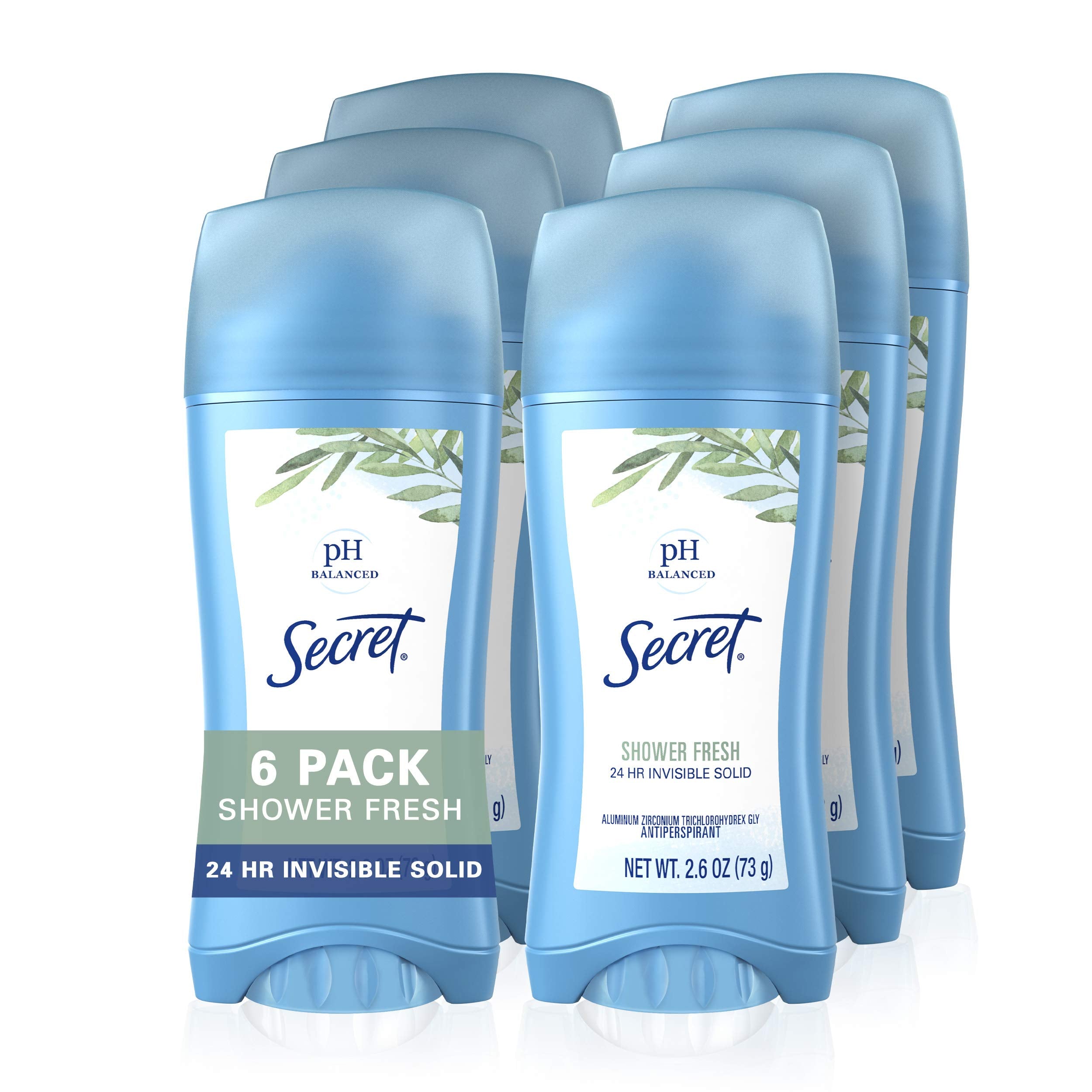 Secret Original Shower Fresh Scent Women's Invisible Solid Ph Balanced Antiperspirant & Deodorant 2.6 Oz (Pack of 6)