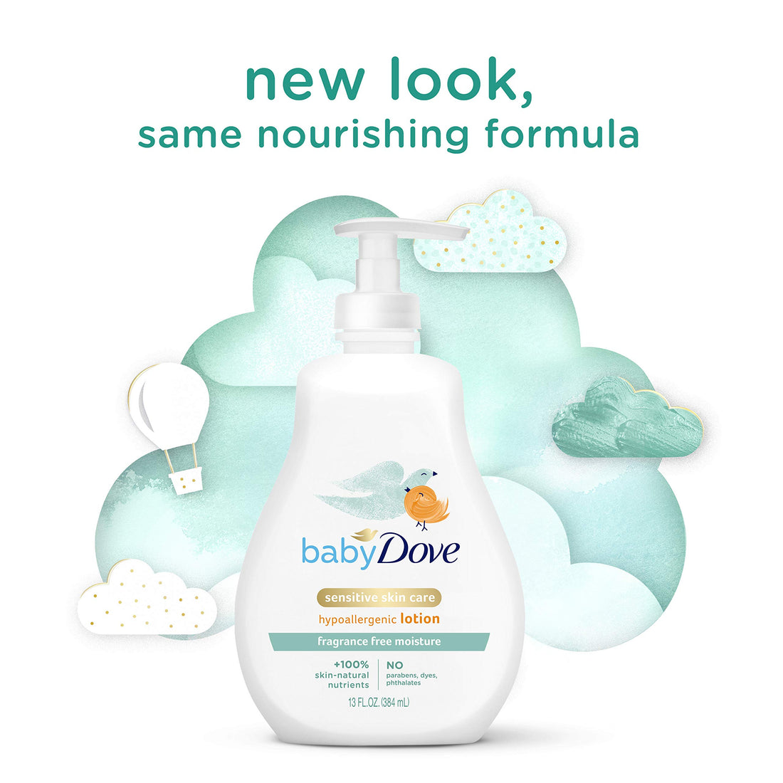 Baby Dove Face and Body Lotion for Sensitive Skin Sensitive Moisture FragranceFree Lotion, 13 Ounce