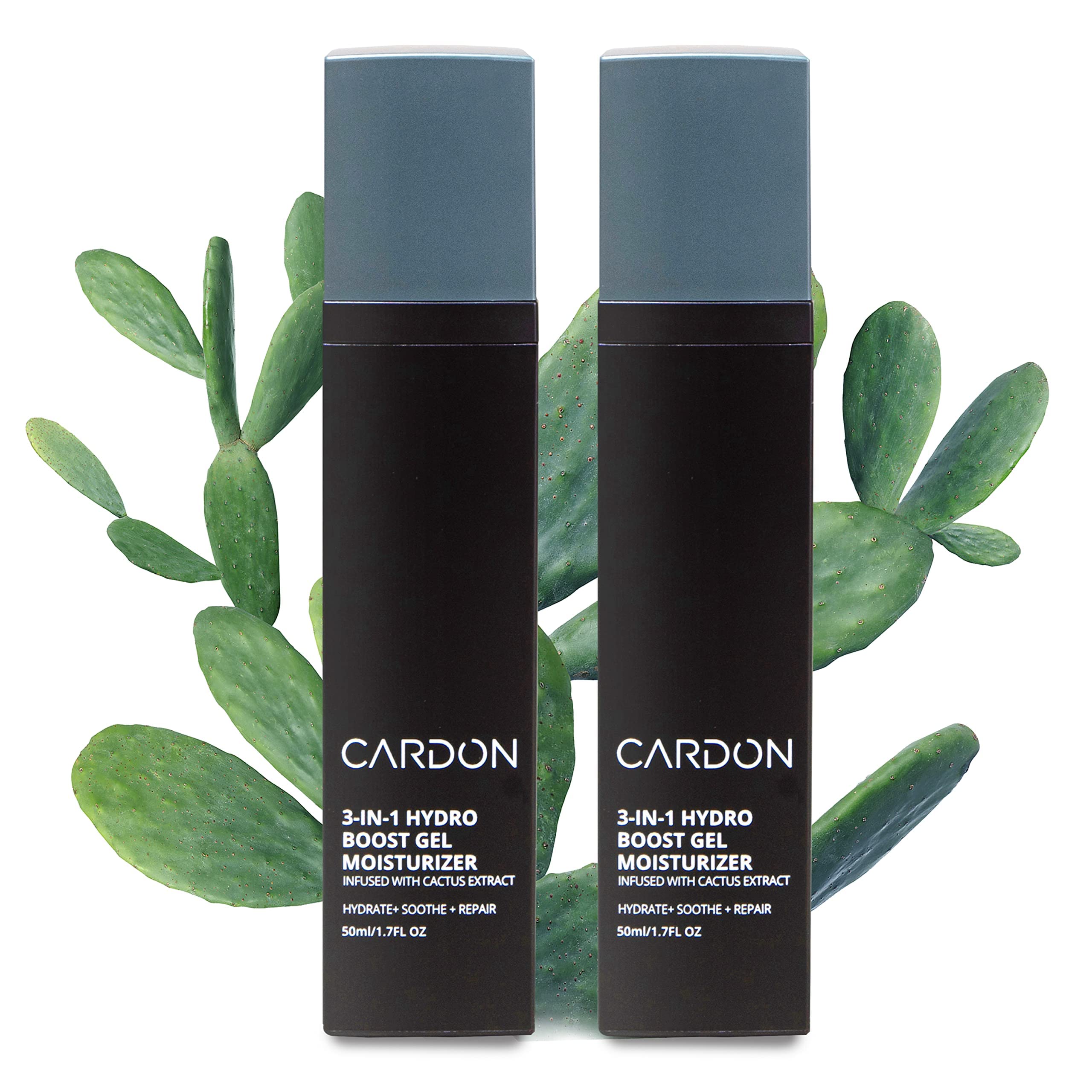 Cardon Anti-Aging Face Moisturizer, Korean Skincare Hydro Boost Gel, Ultra Light Face Cream to Even Skin Tone Overnight, Healing Cactus Extract, Reduce Wrinkles, Repair Acne Scars (2 CT)