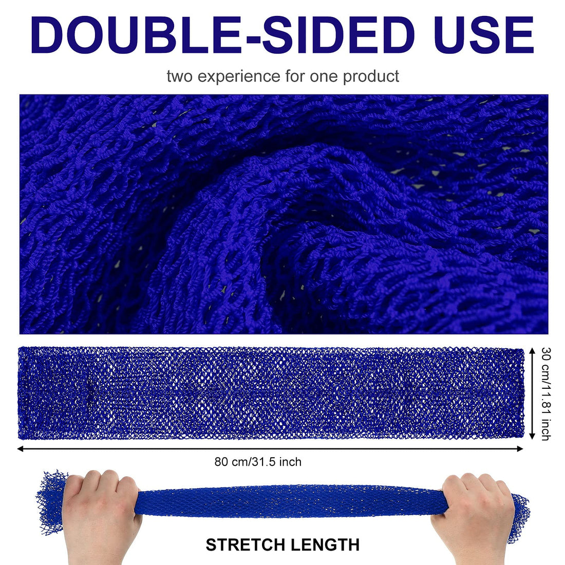 African Net Bath Sponge African Body Exfoliating Net Long Net Bathing Sponge Exfoliating Shower Body Scrubber Back Scrubber Skin Smoother for Daily Use or Stocking Stuffer (Blue)