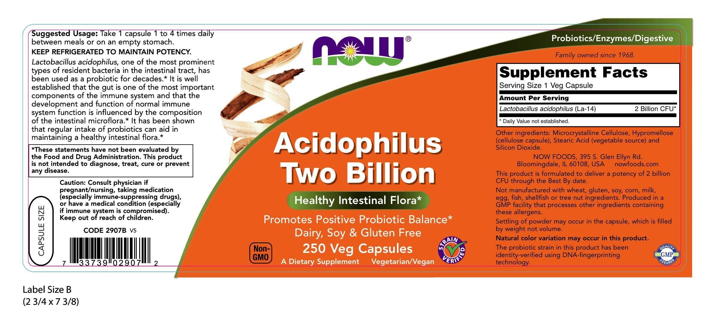 Now Foods Acidophilus 2 Billion 250 Caps