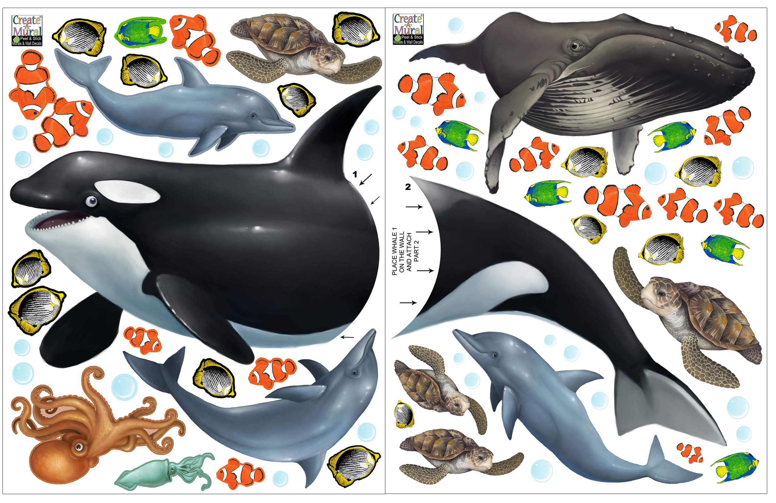 Ocean Wall Stickers ~Under Water Sea Wall Decals (29) Peel & Stick for Kids Room Walls